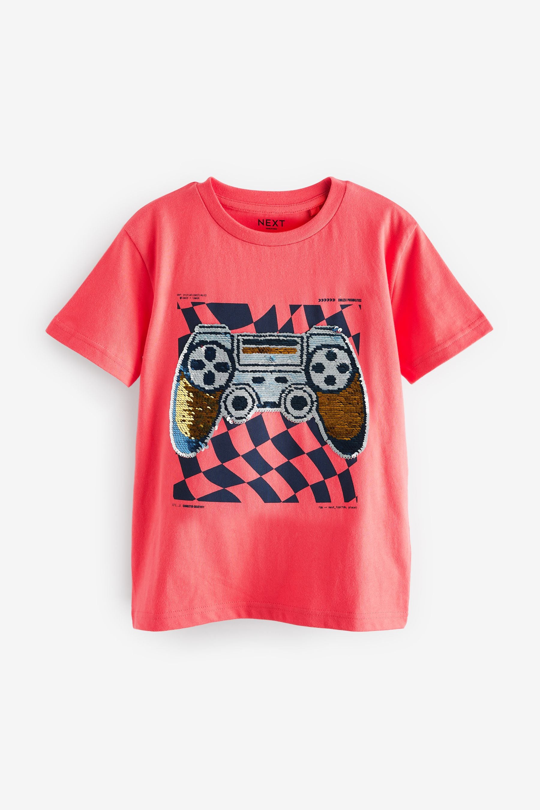 Red Controller Short Sleeve Flippy Sequin T-Shirt (3-16yrs)