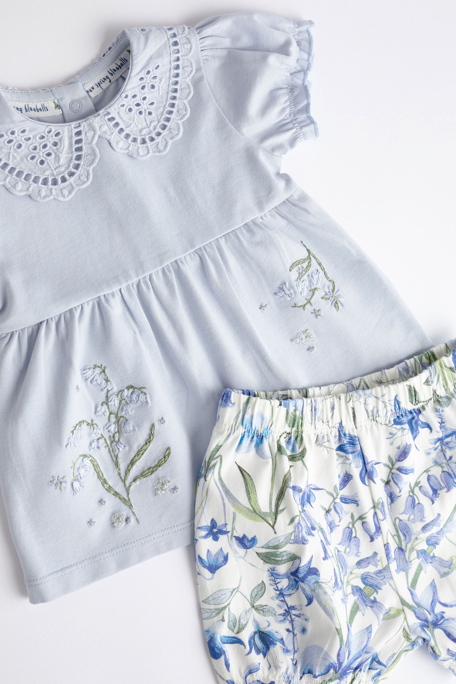 Blue Floral Baby 3 Pack T-Shirts and Shorts Set