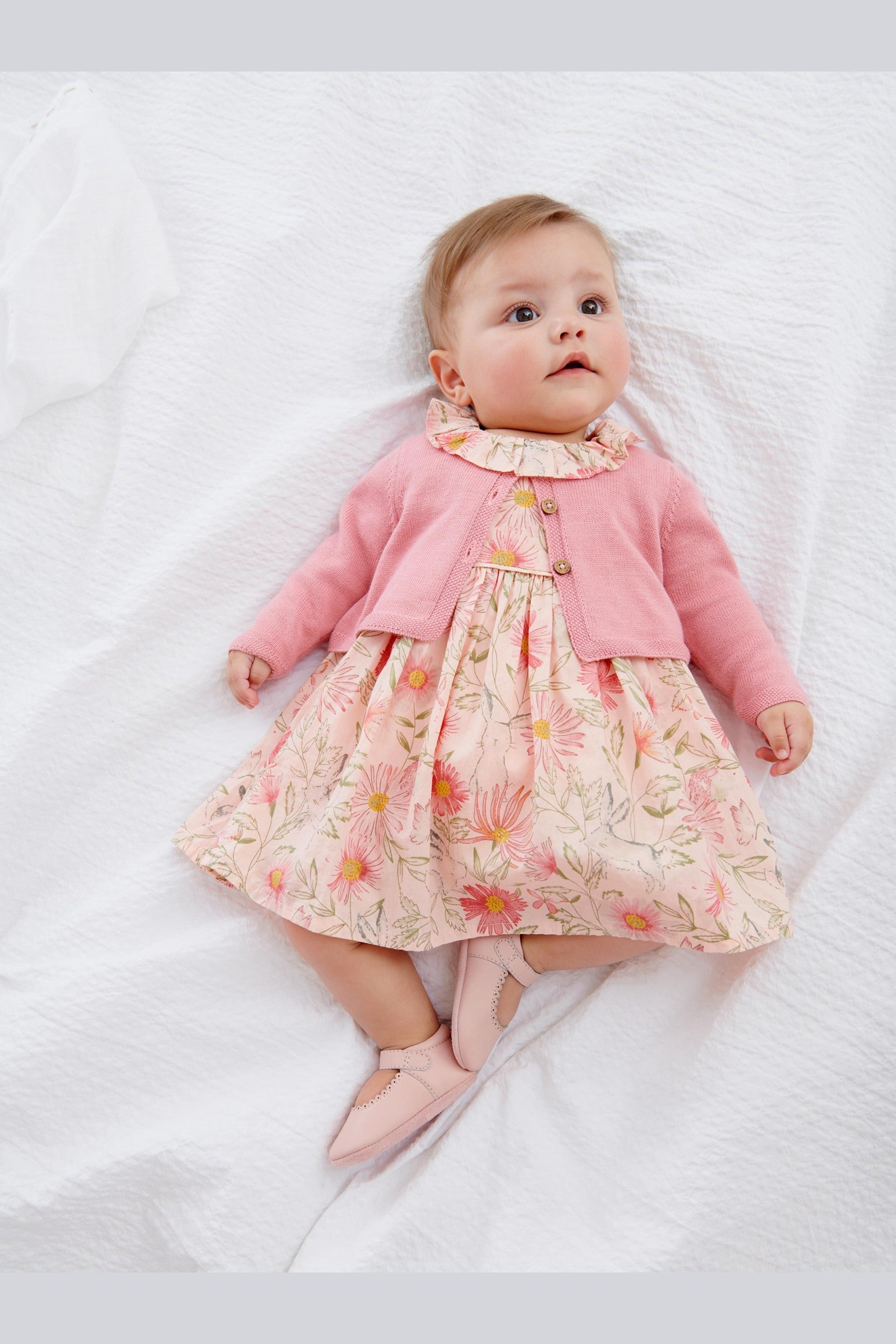 Pink Baby Prom Dress And Cardigan Set (0mths-2yrs)