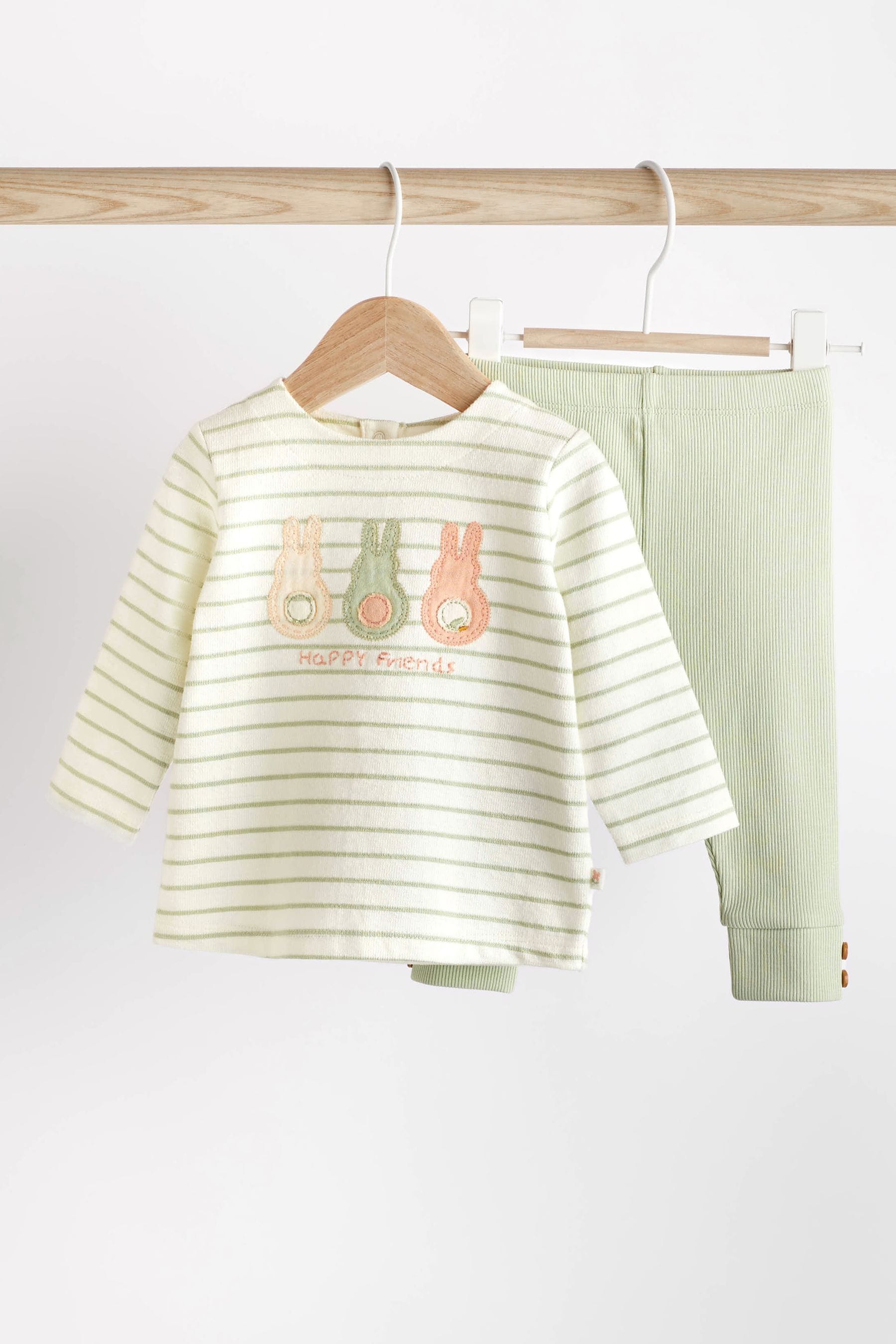 Green Bunny Baby Top And Leggings Set