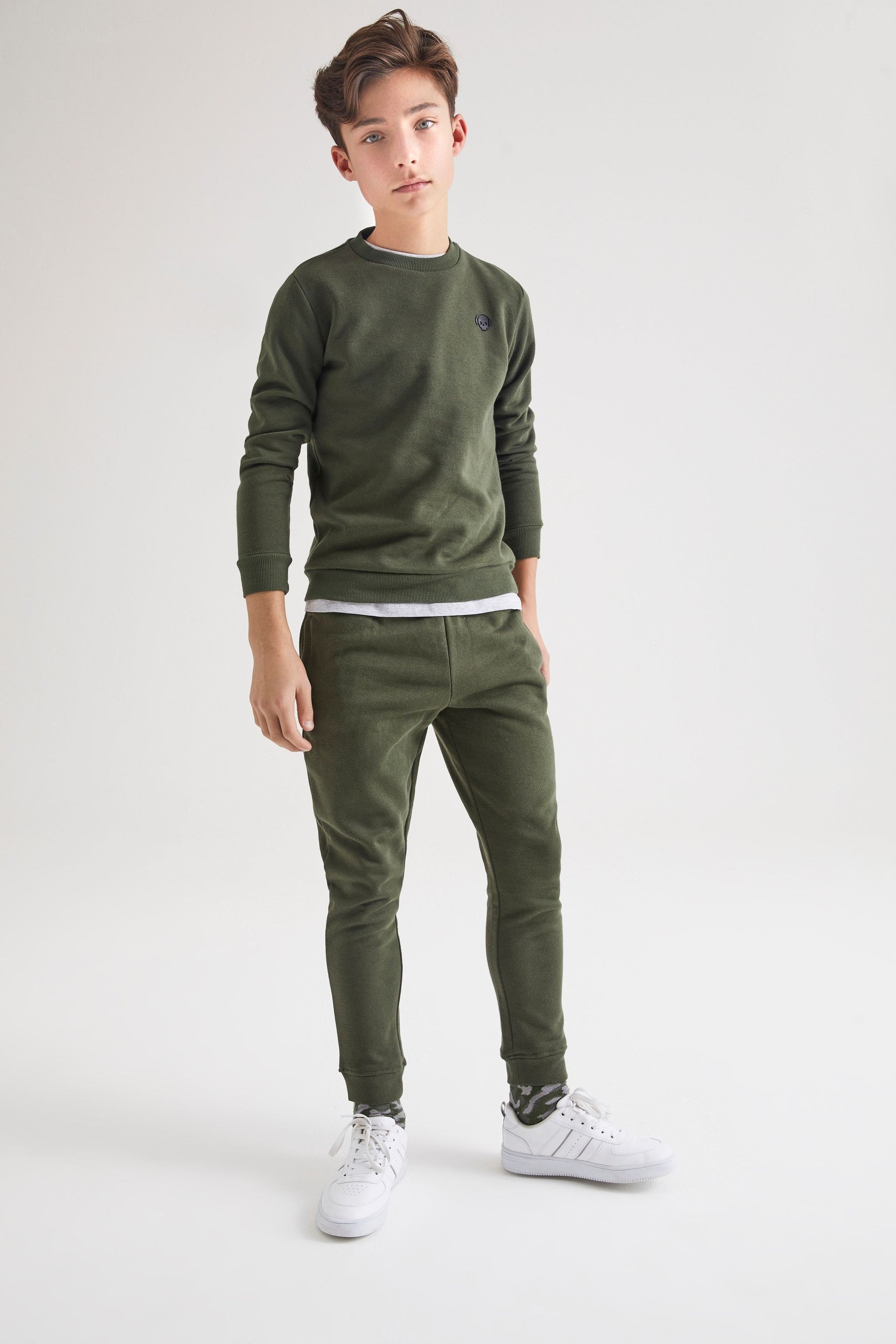 Khaki Green Sweatshirt Set Heavyweight Plain (3-16yrs)