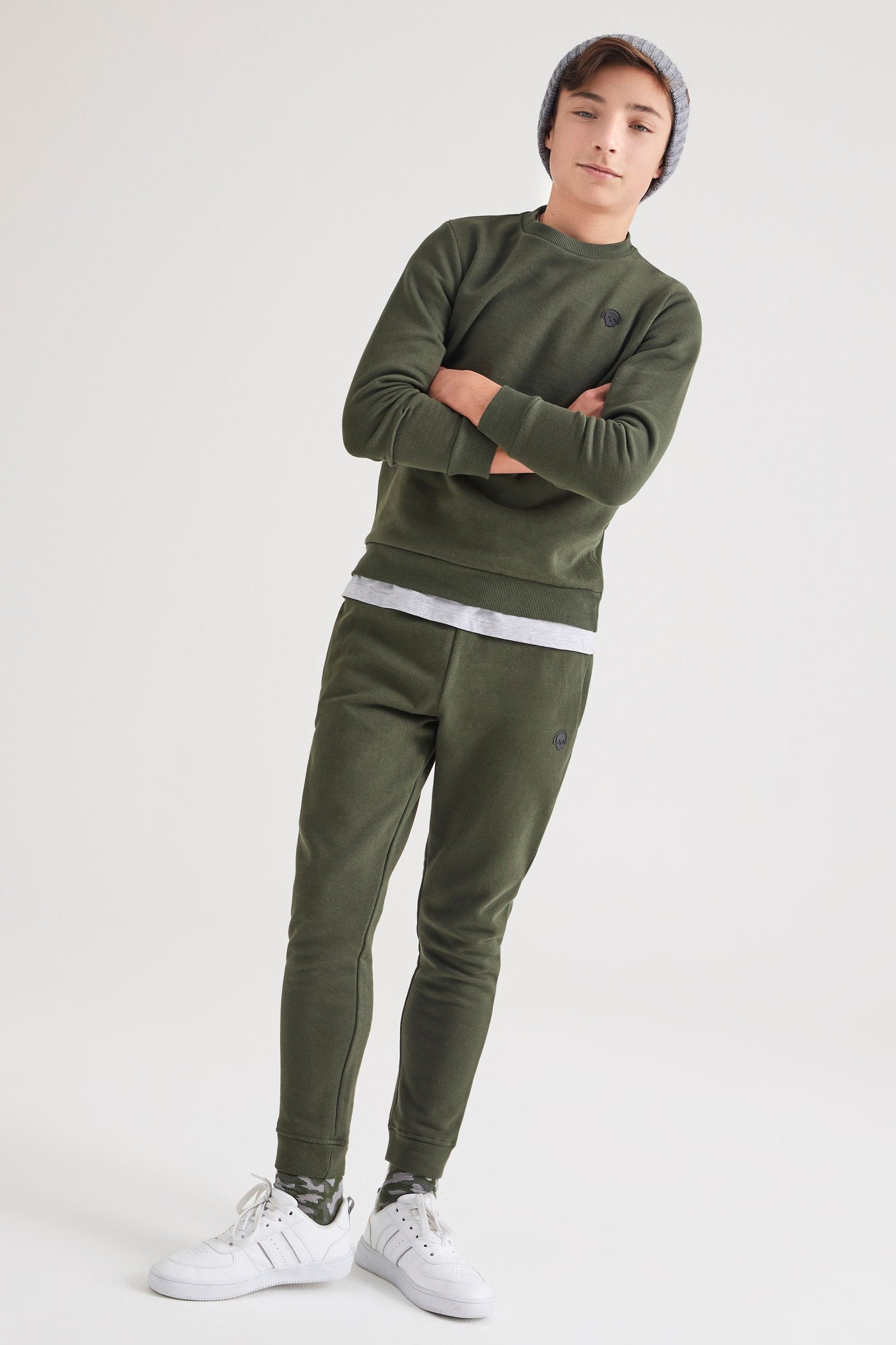 Khaki Green Sweatshirt Set Heavyweight Plain (3-16yrs)