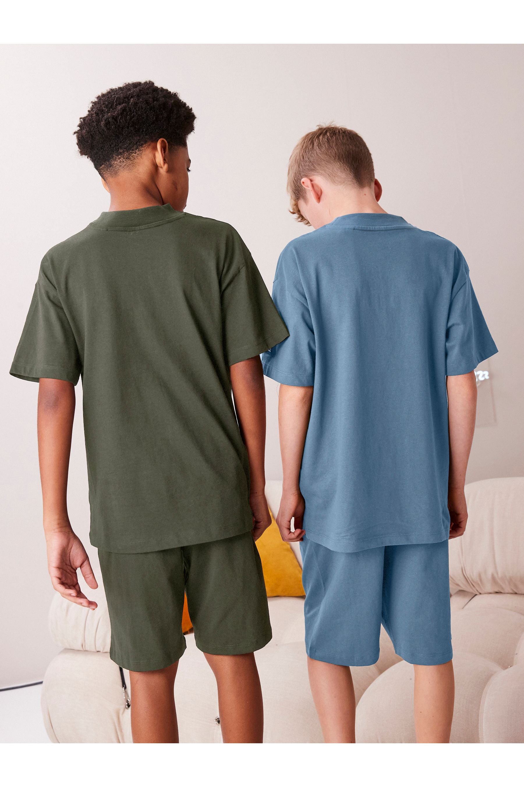 Blue/Green Short Sleeve 2 Pack Pyjamas Set (3-16yrs)