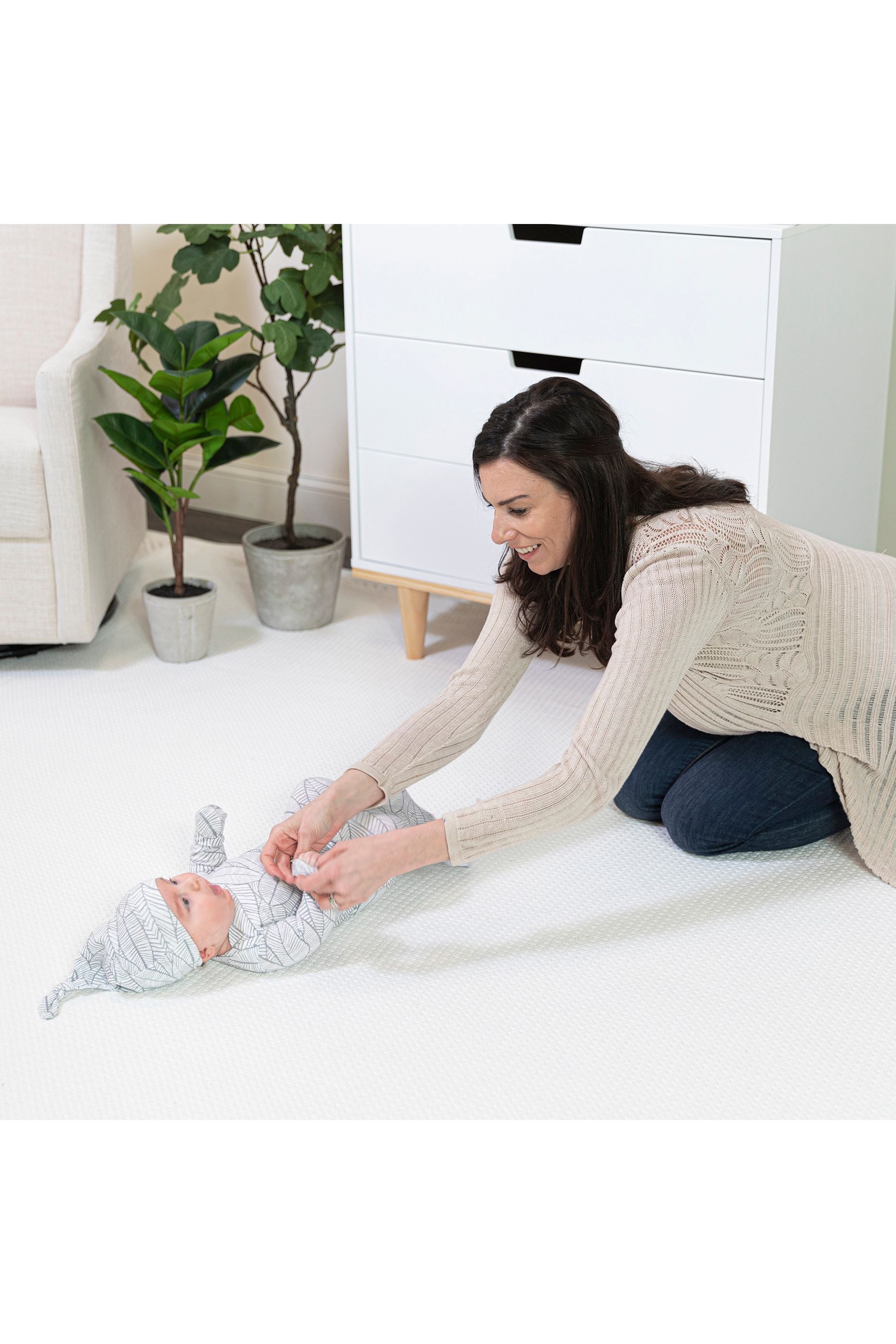 Grey aden + anais Grey Comfort Knit Knotted Sleepsuit Gown & Hat Set