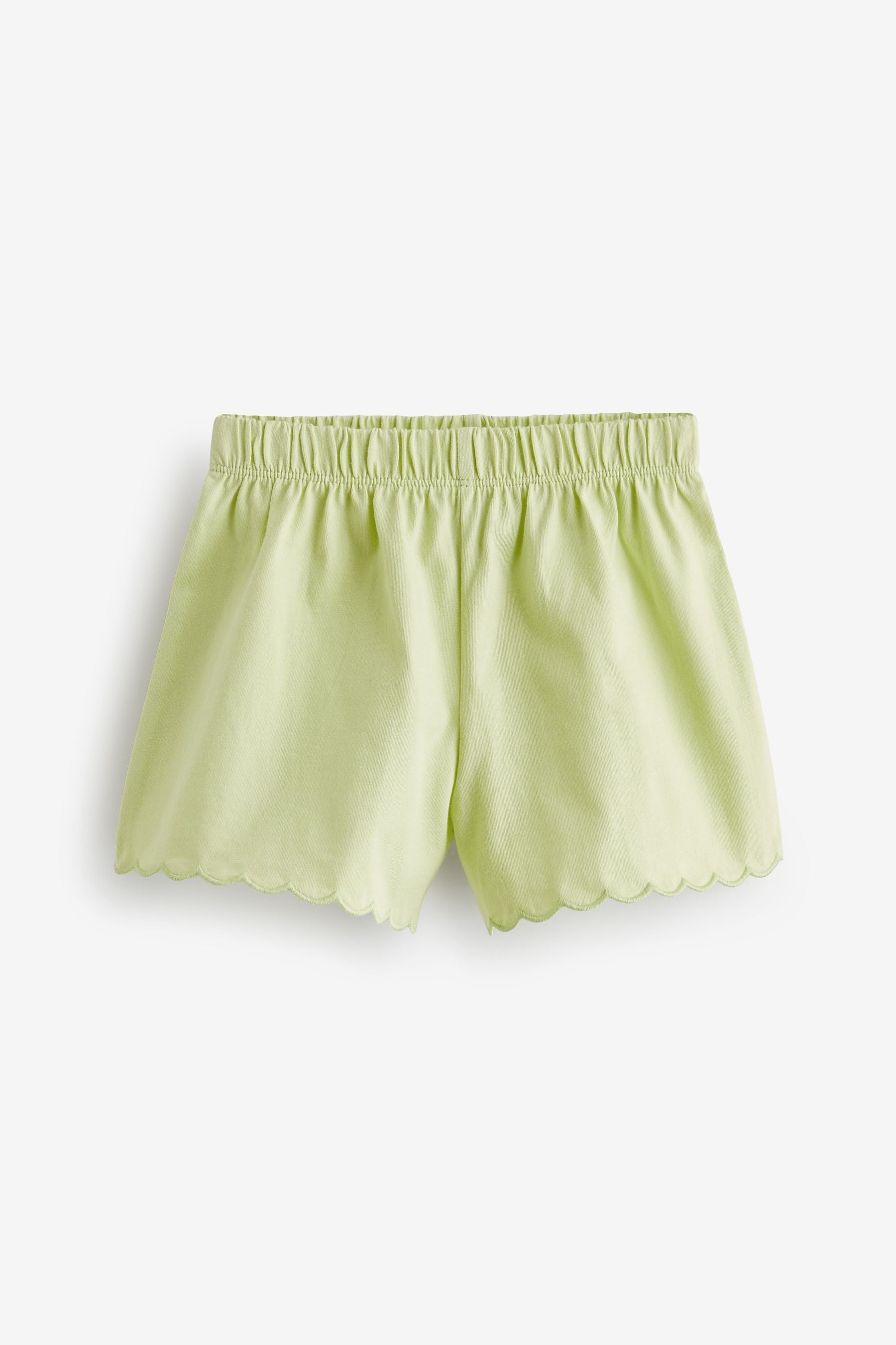 Lilac/Green/Peach 3 Pack Cotton Scallop Edge Shorts (3mths-7yrs)