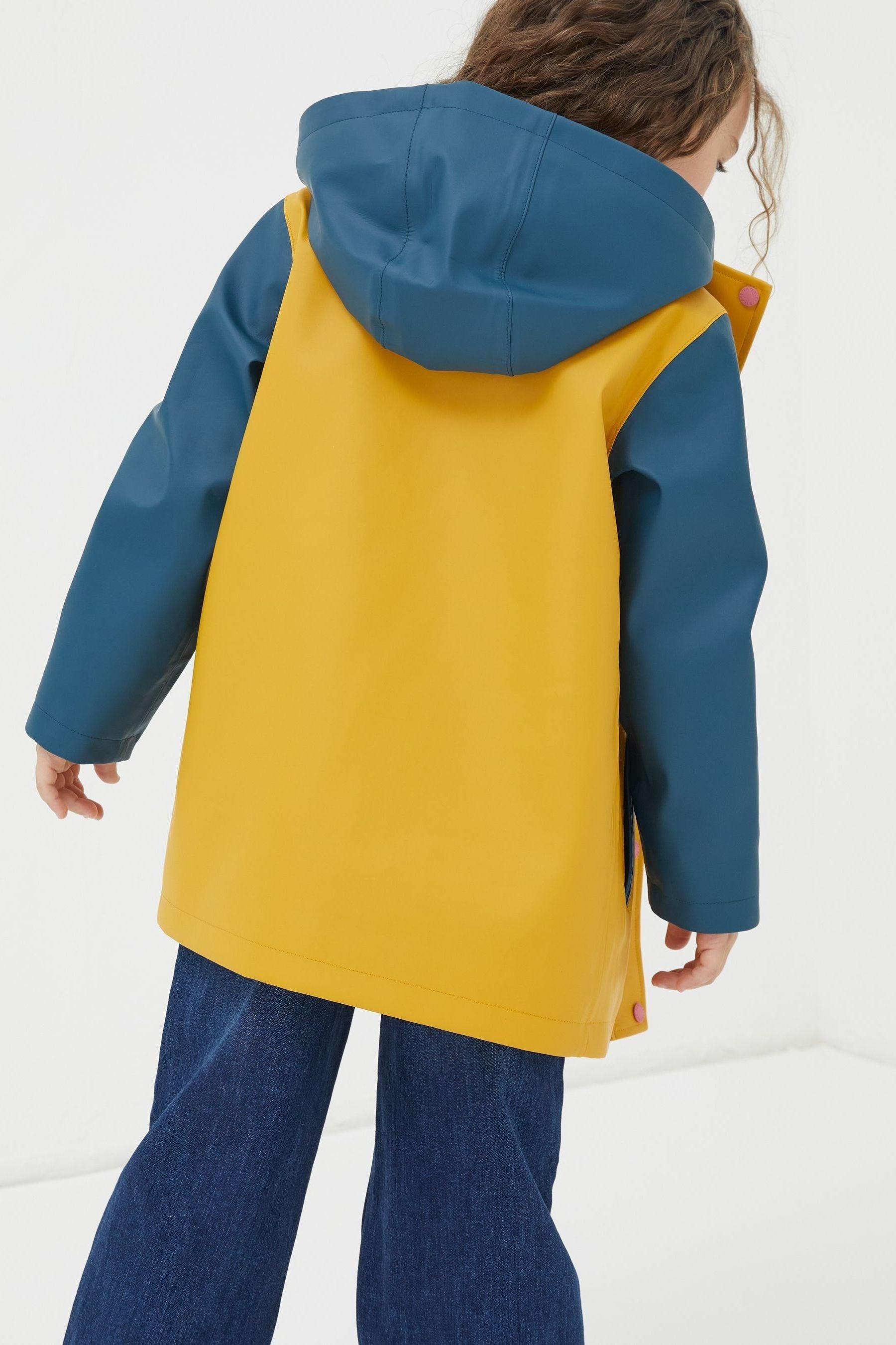 Yellow FatFace Rubberised Waterproof Jacket