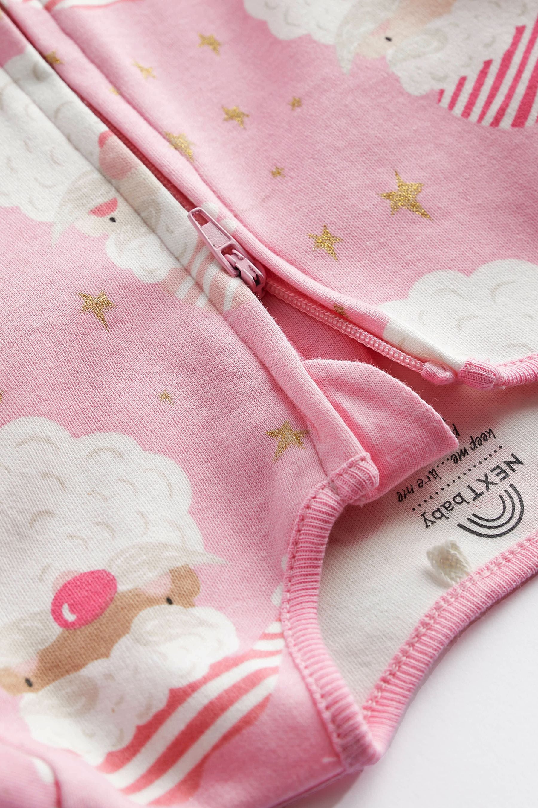 Pink/White Christmas Baby Cotton Sleepsuit (0mths-2yrs)