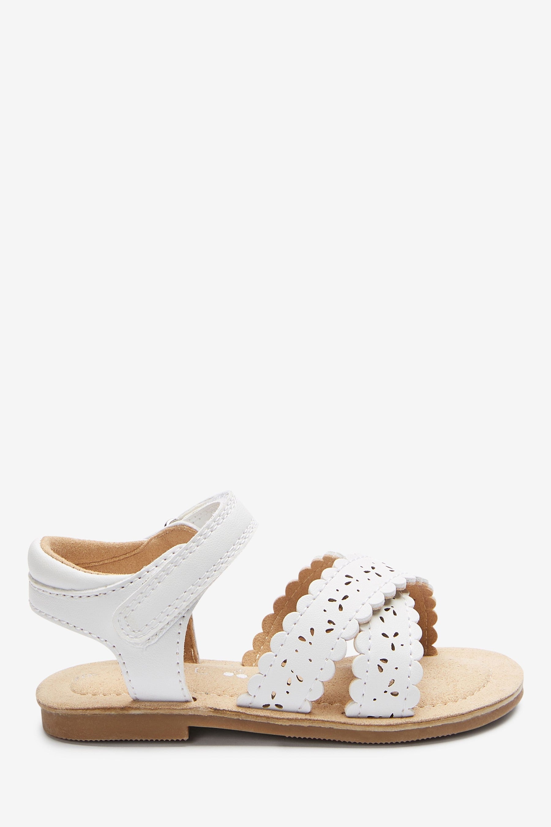 White Scallop Sandals