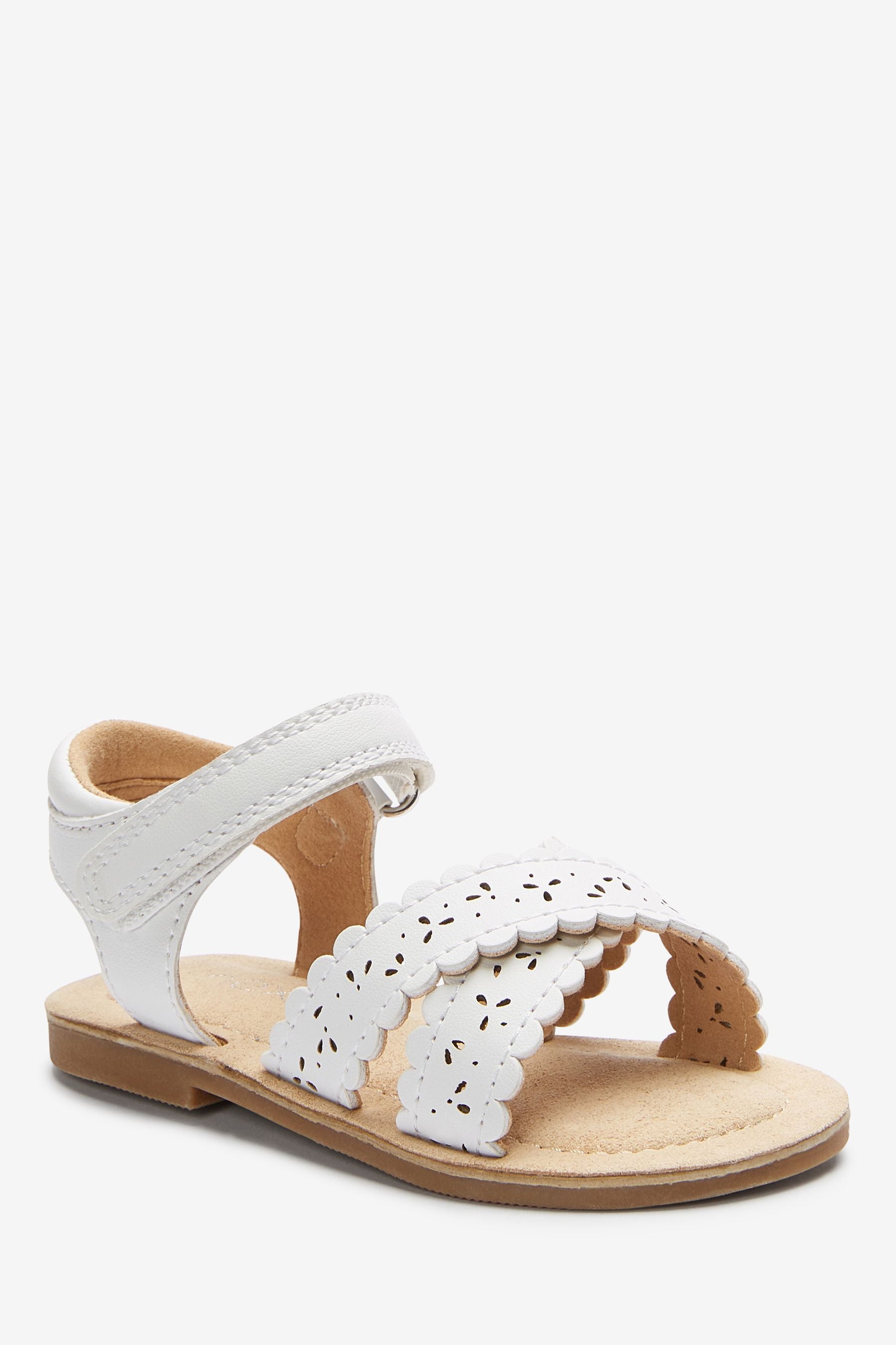 White Scallop Sandals