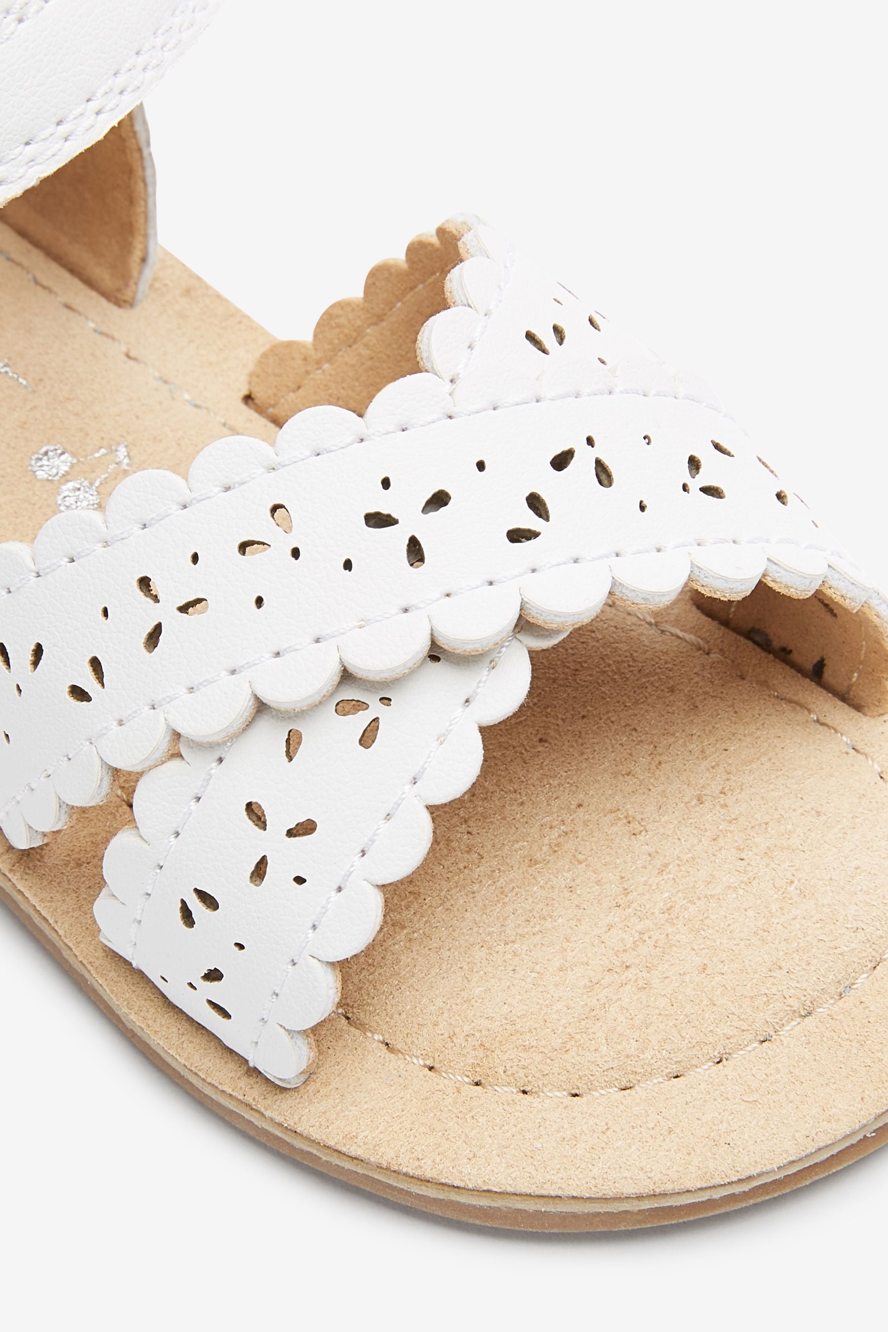 White Scallop Sandals