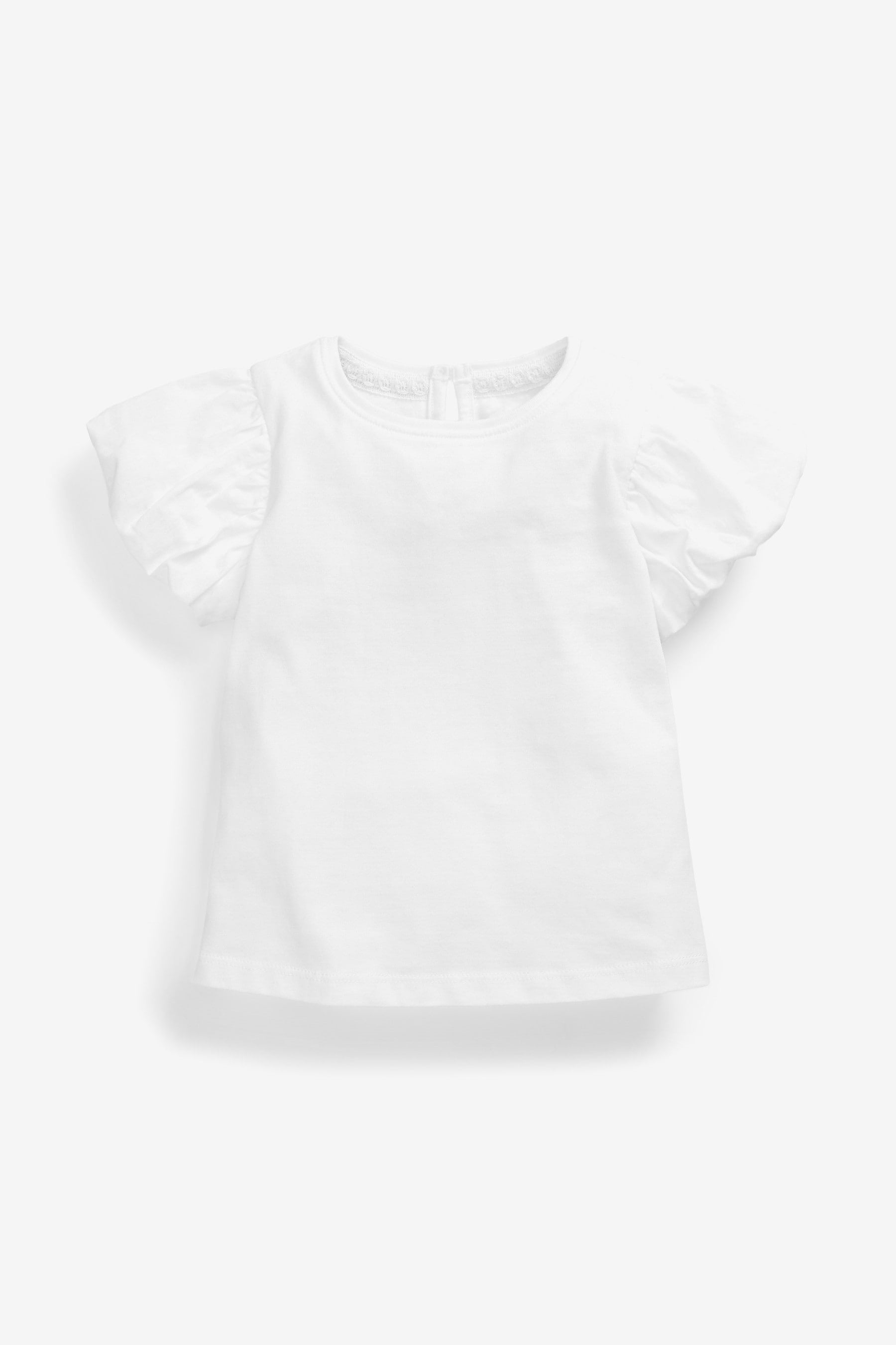 White Cotton Puff Sleeve T-Shirt (3mths-7yrs)