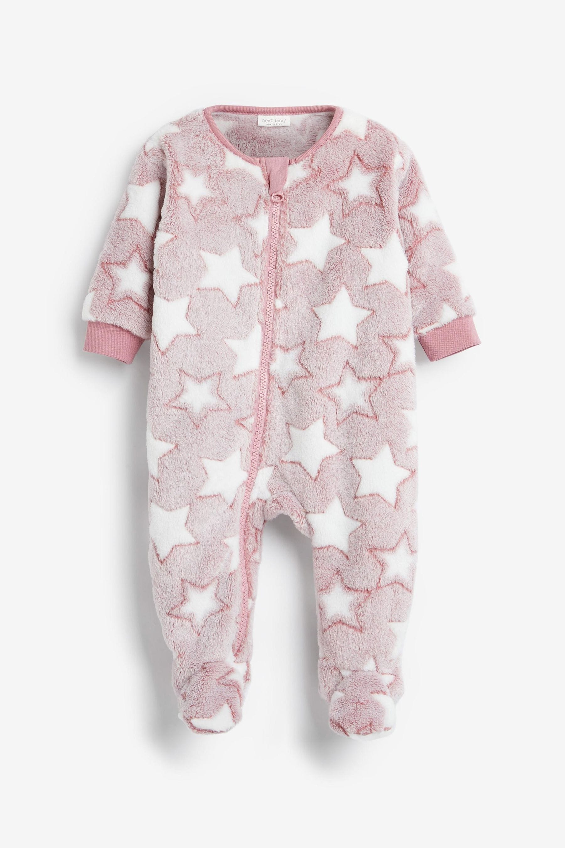 Pink Fleece Baby Sleepsuit