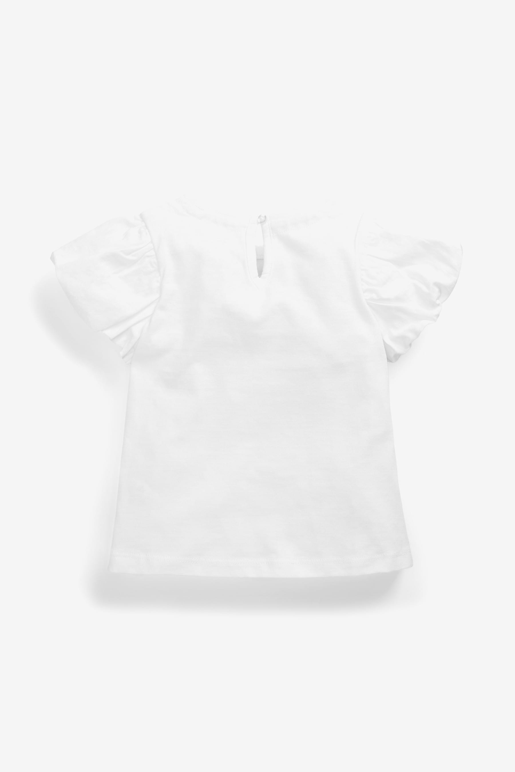 White Cotton Puff Sleeve T-Shirt (3mths-7yrs)