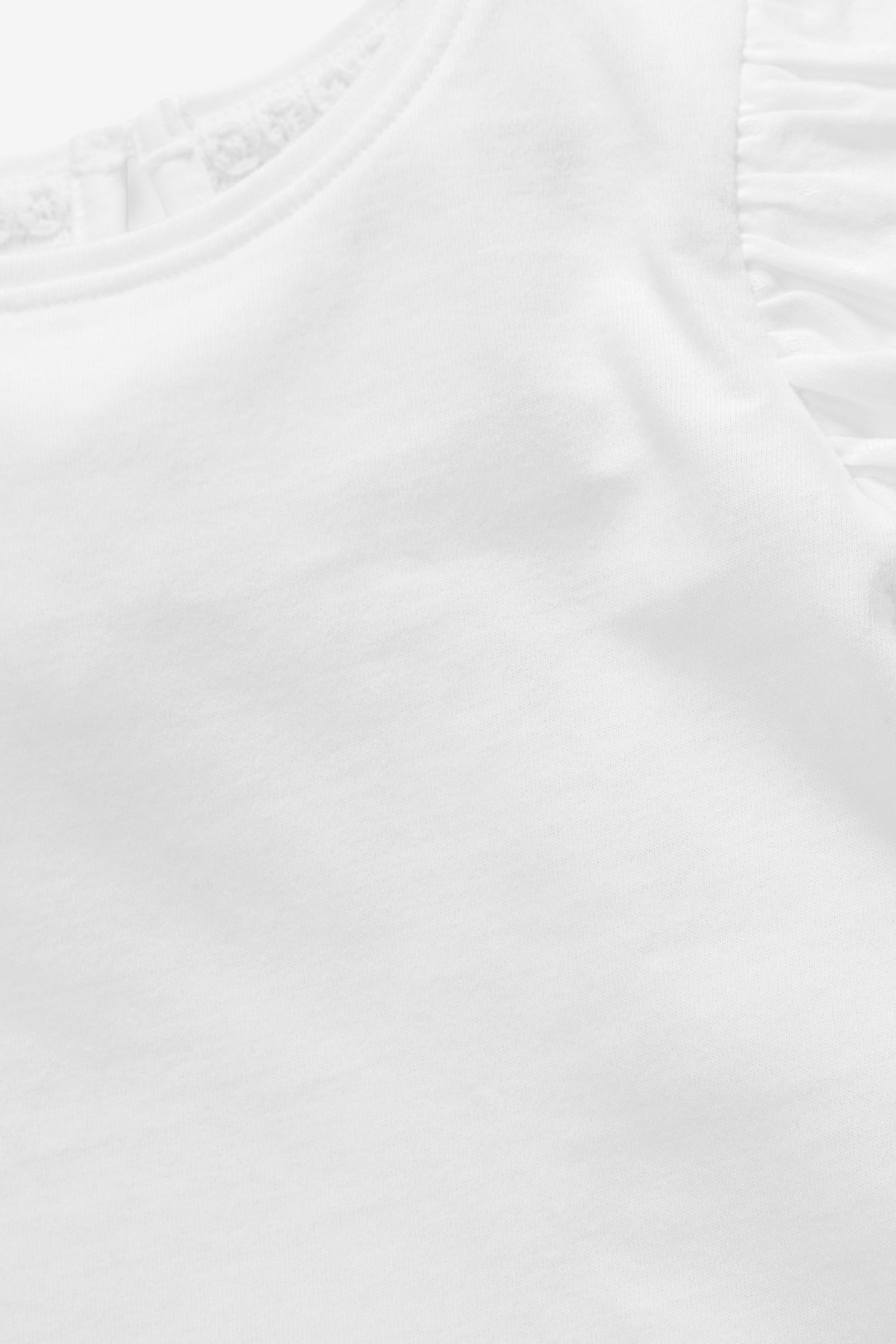 White Cotton Puff Sleeve T-Shirt (3mths-7yrs)