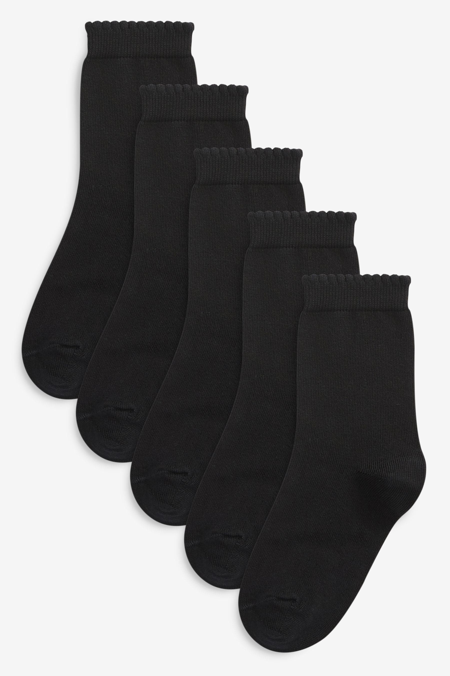 Black 5 Pack Cotton Rich School Ankle Socks