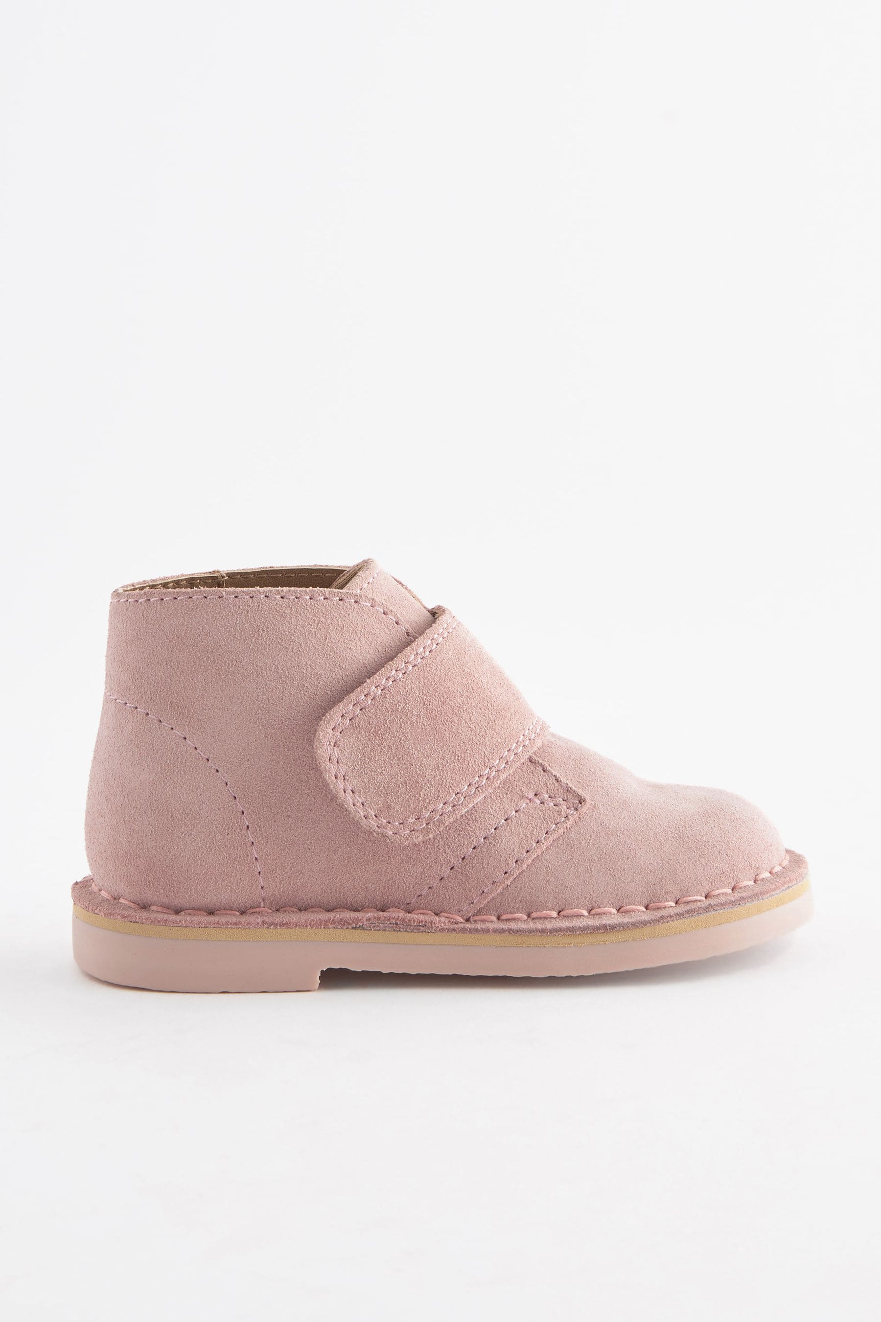 Pink Suede Desert Ankle Boots