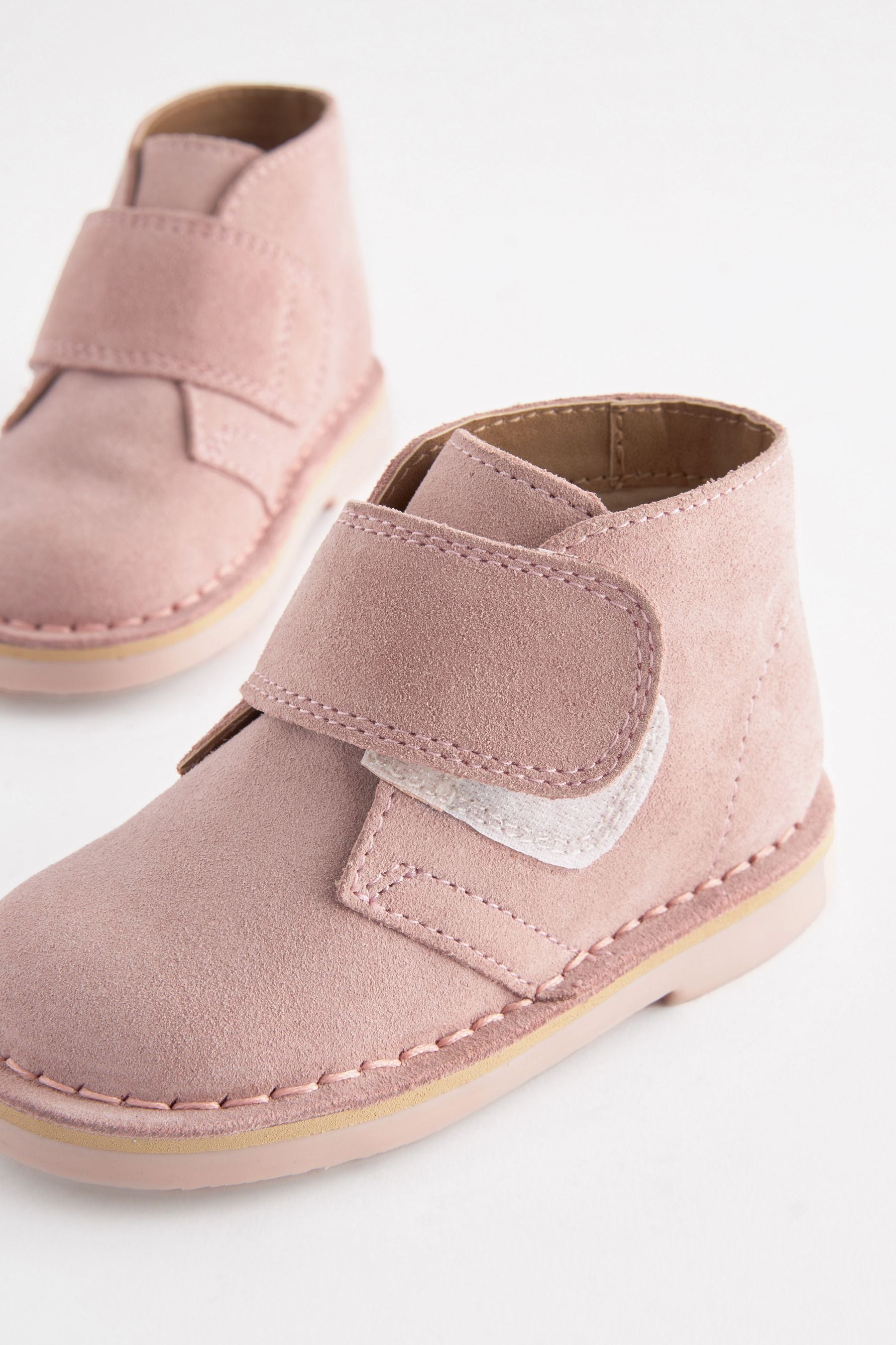 Pink Suede Desert Ankle Boots