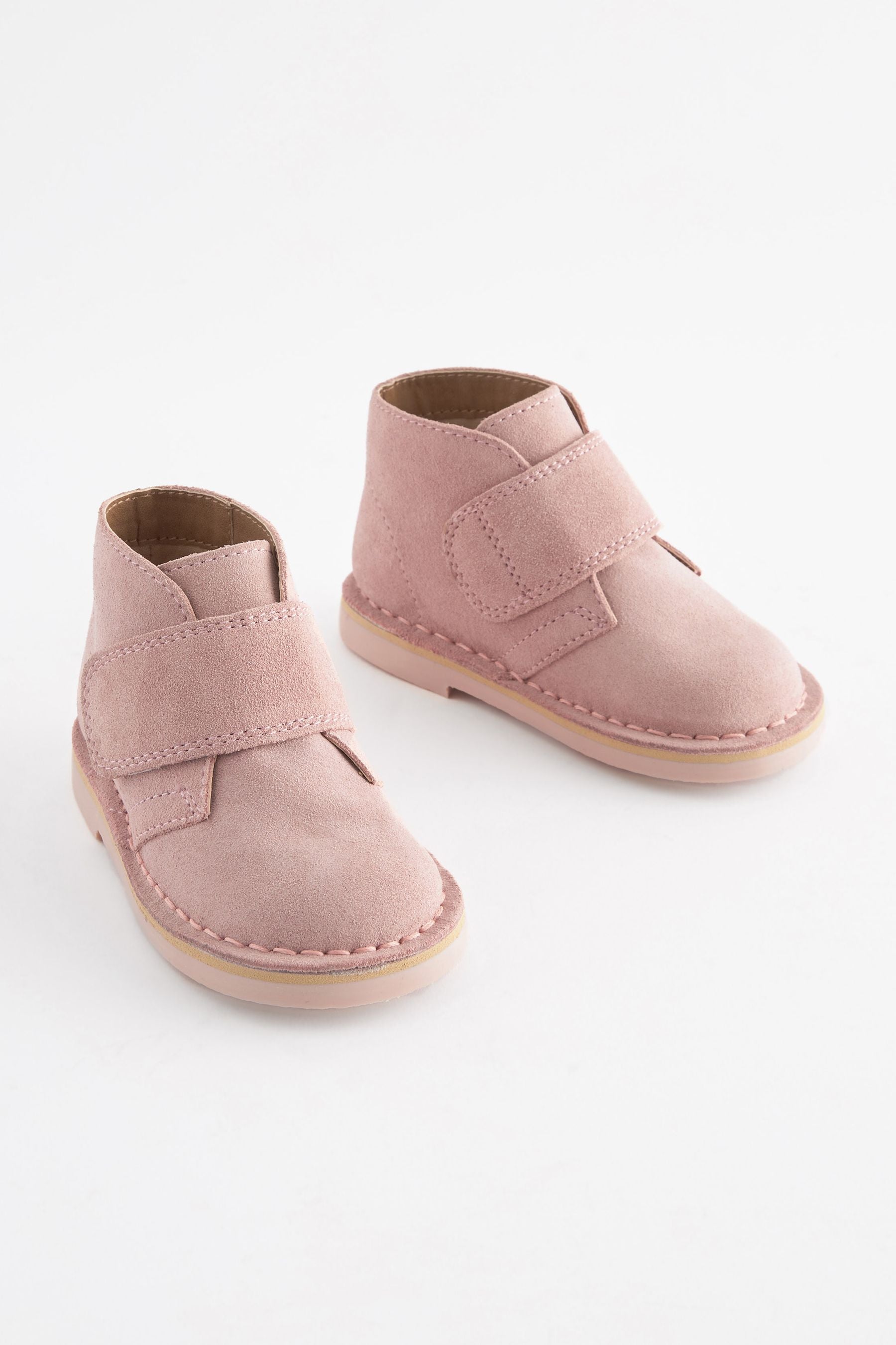 Pink Suede Desert Ankle Boots