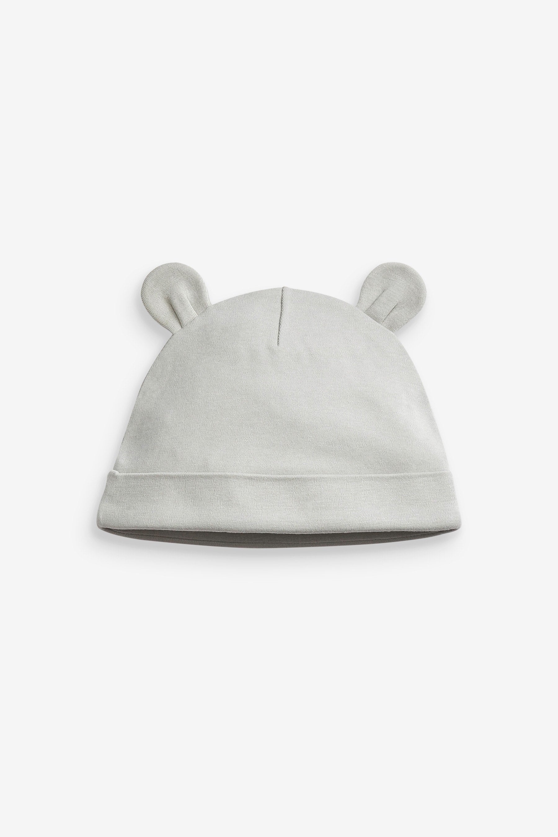 Blue Plain 3 Pack Baby Bear Ear Beanie Hats (0-18mths)