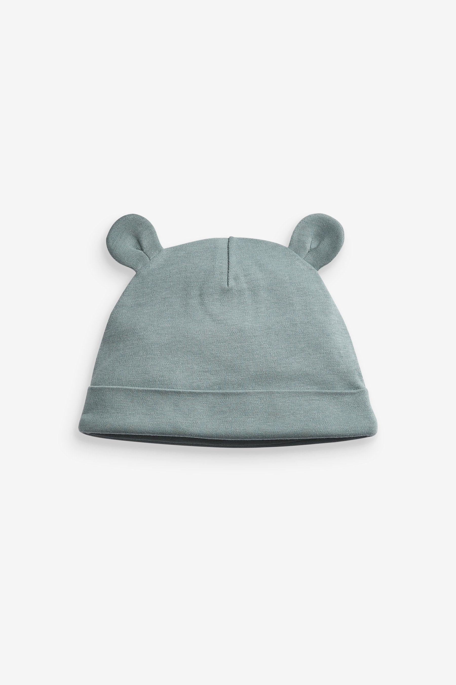 Blue Plain 3 Pack Baby Bear Ear Beanie Hats (0-18mths)