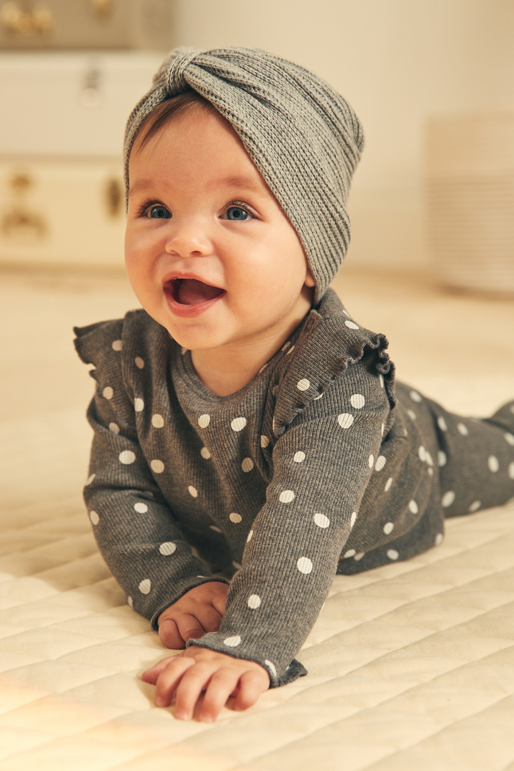 Grey Spot Baby Top And Legging Set