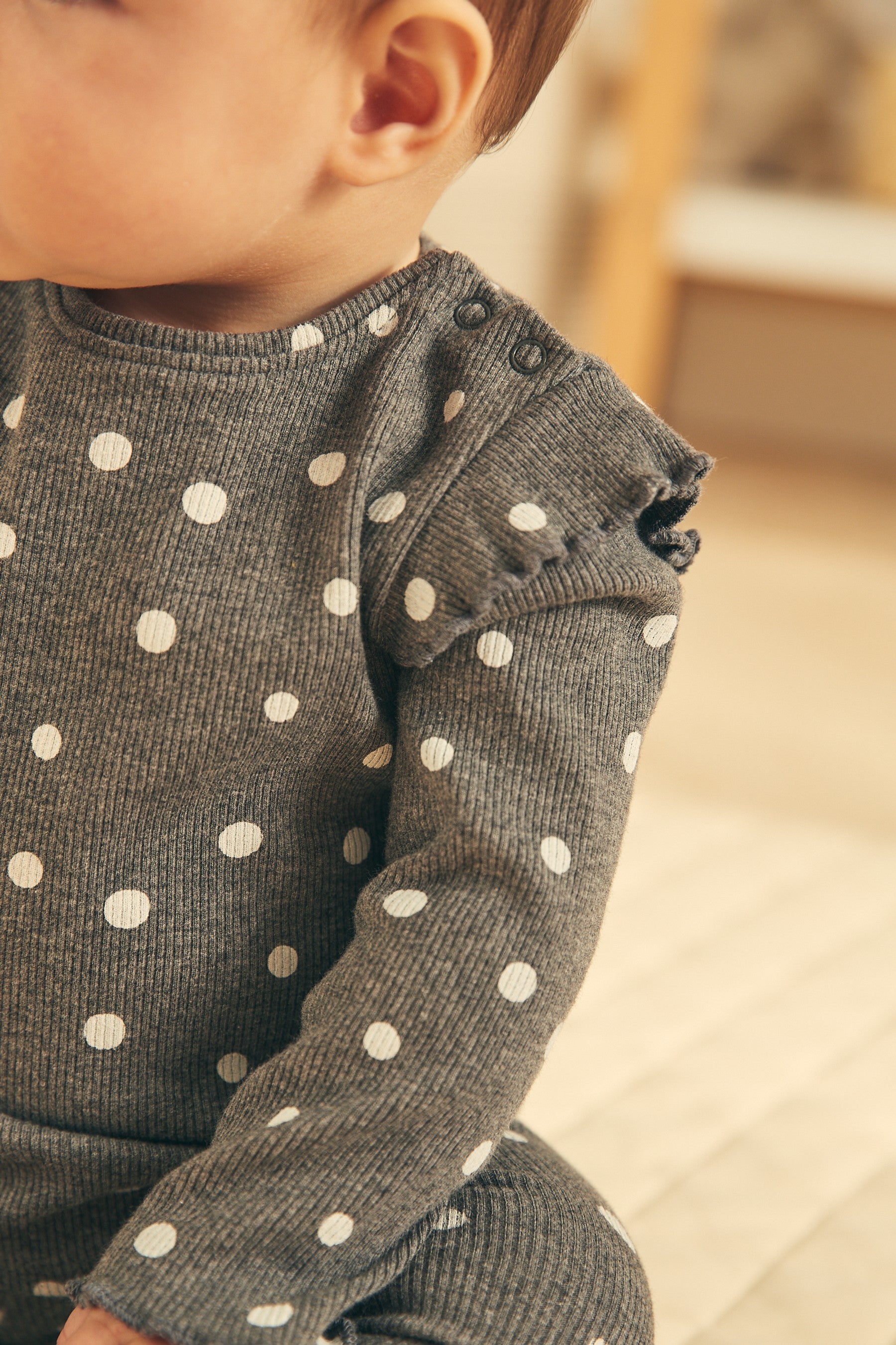 Grey Spot Baby Top And Legging Set