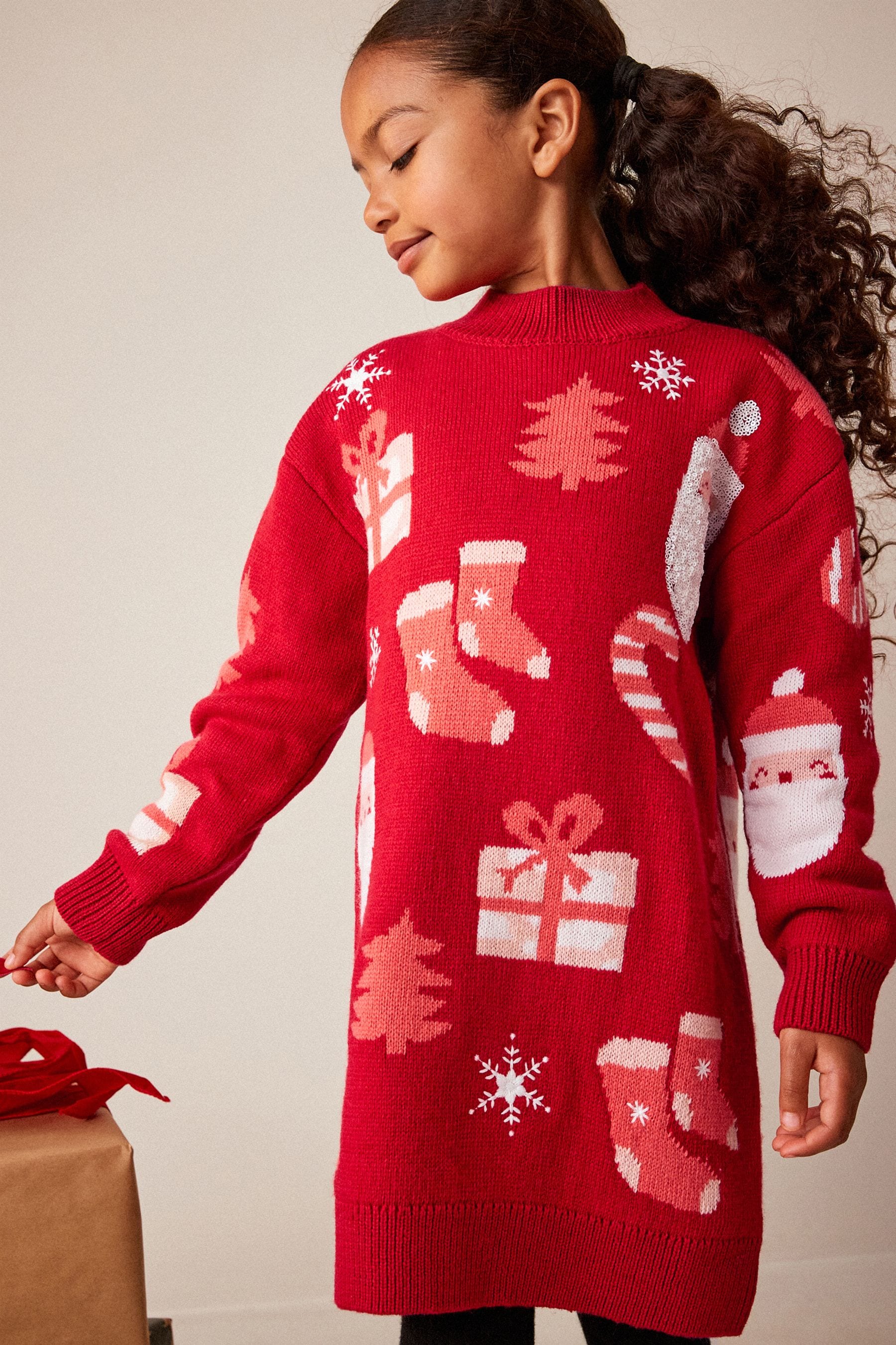 Red Christmas Jumper Dress (3-16yrs)