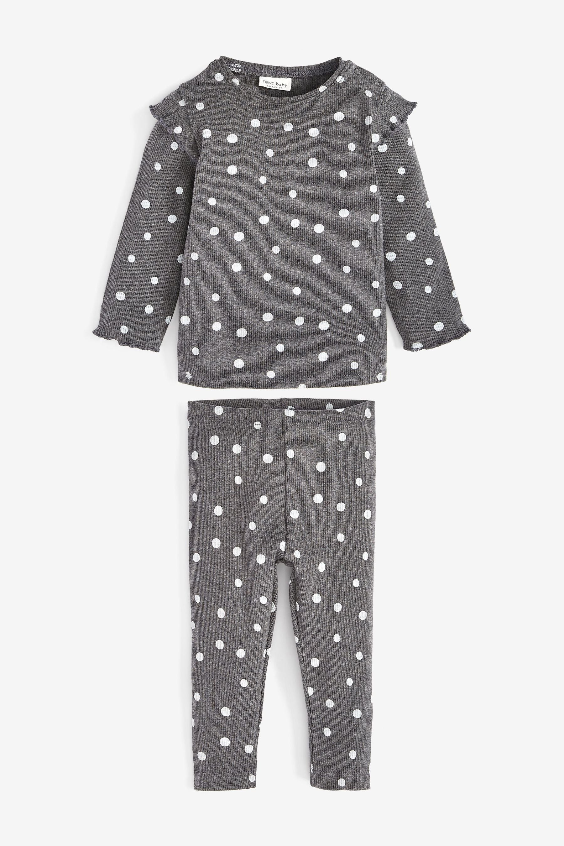 Grey Spot Baby Top And Legging Set