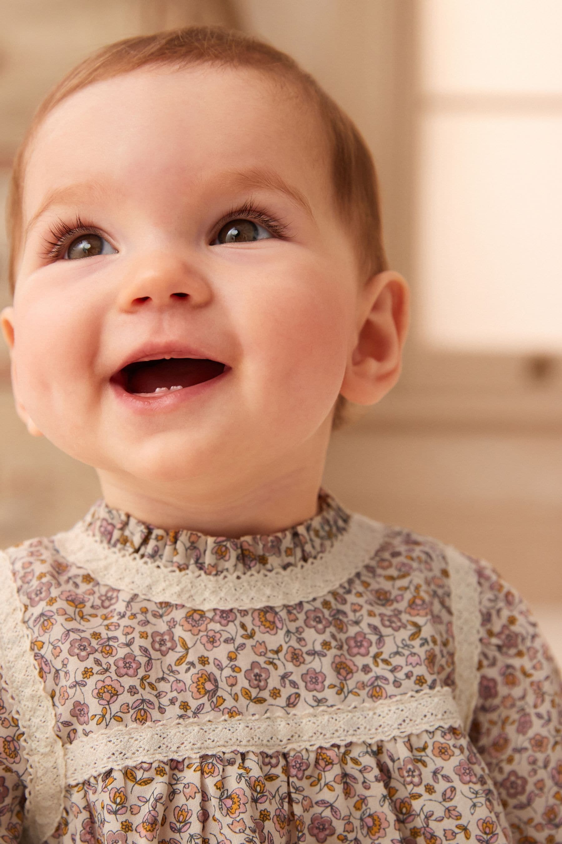 Ecru Cream Floral Baby Woven Blouse And Leggings 2 Piece Set