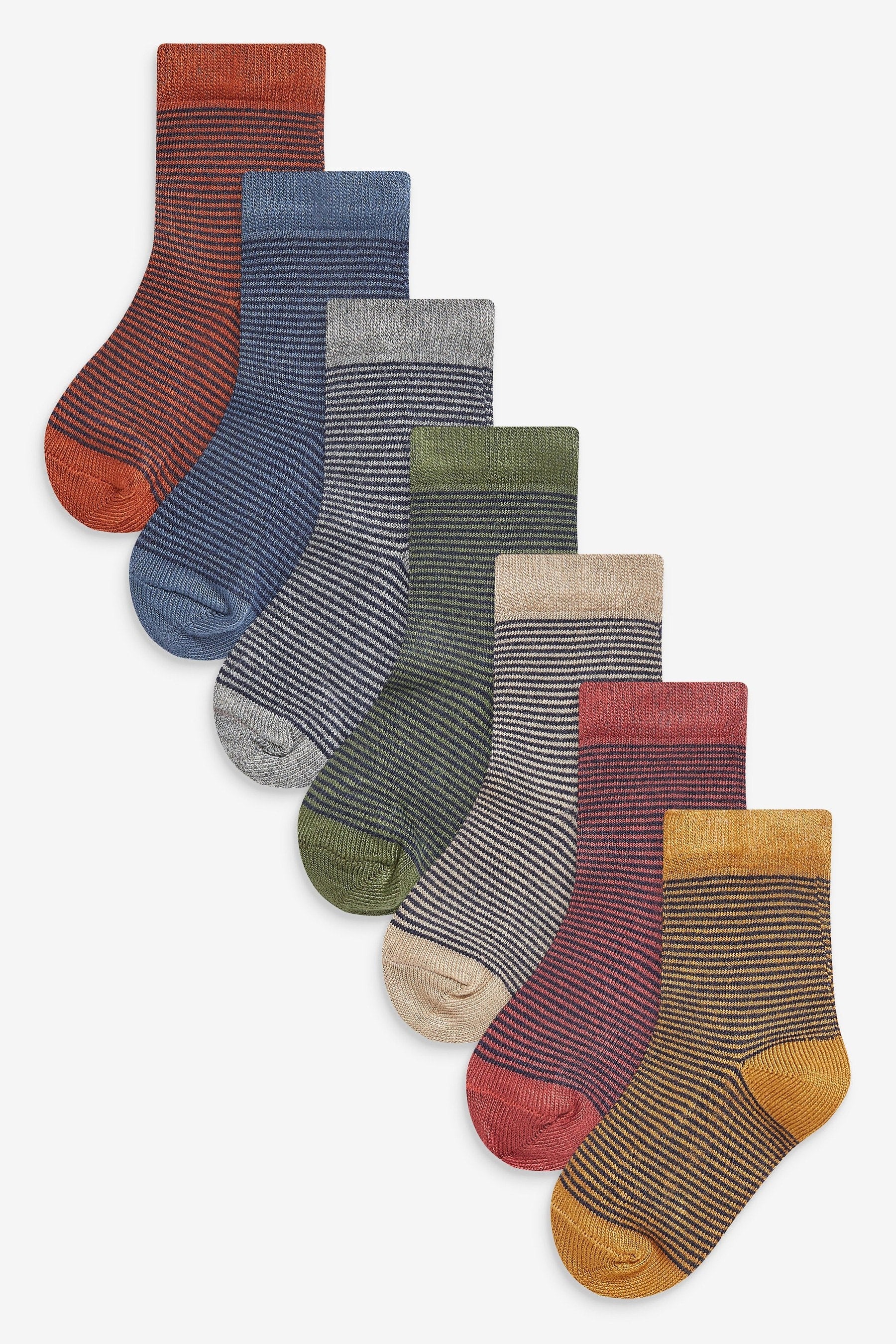 Muted Stripe 7 Pack Bamboo Rich Socks