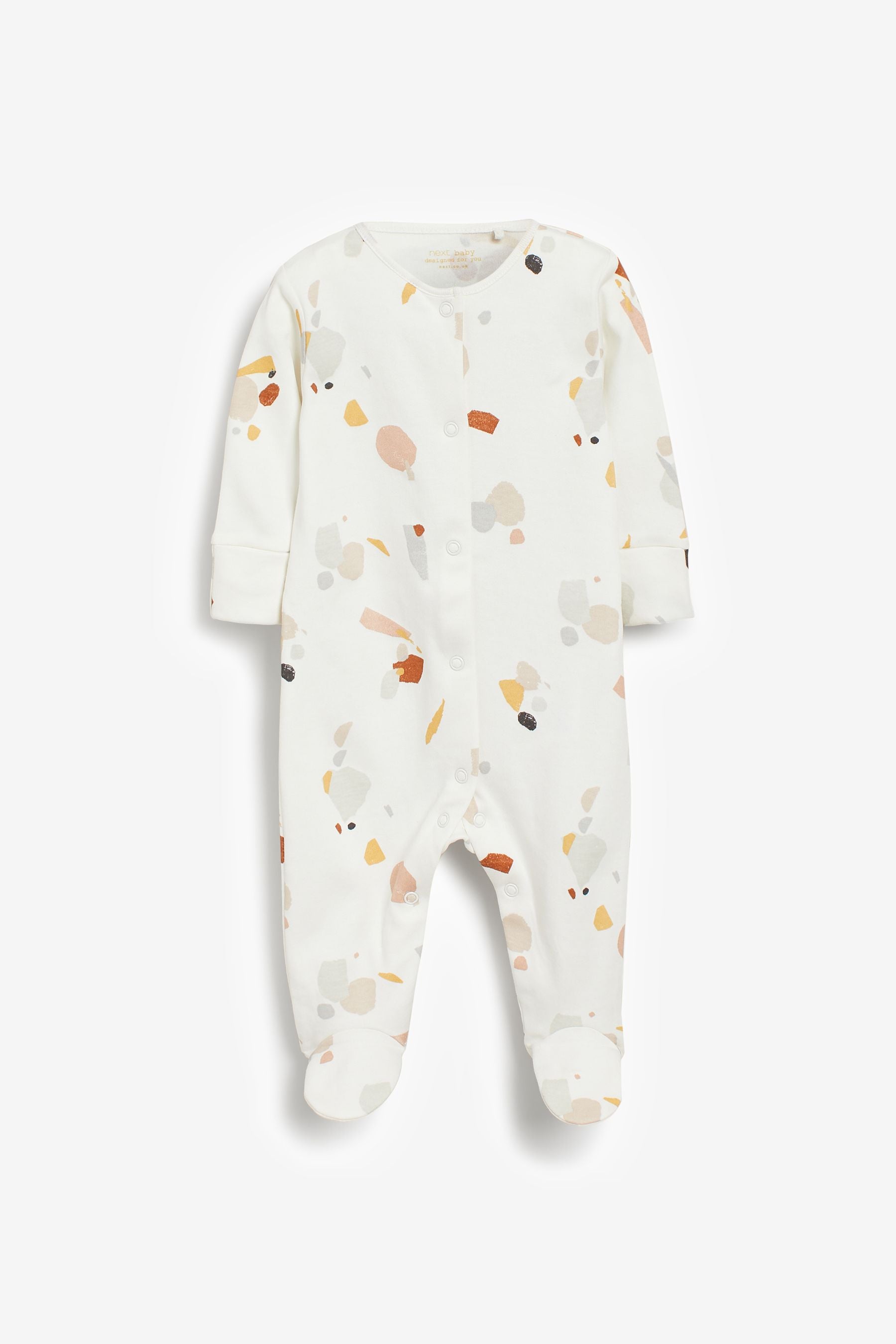 Yellow/Cream 5 Pack Printed Baby Sleepsuits (0mths-3yrs)