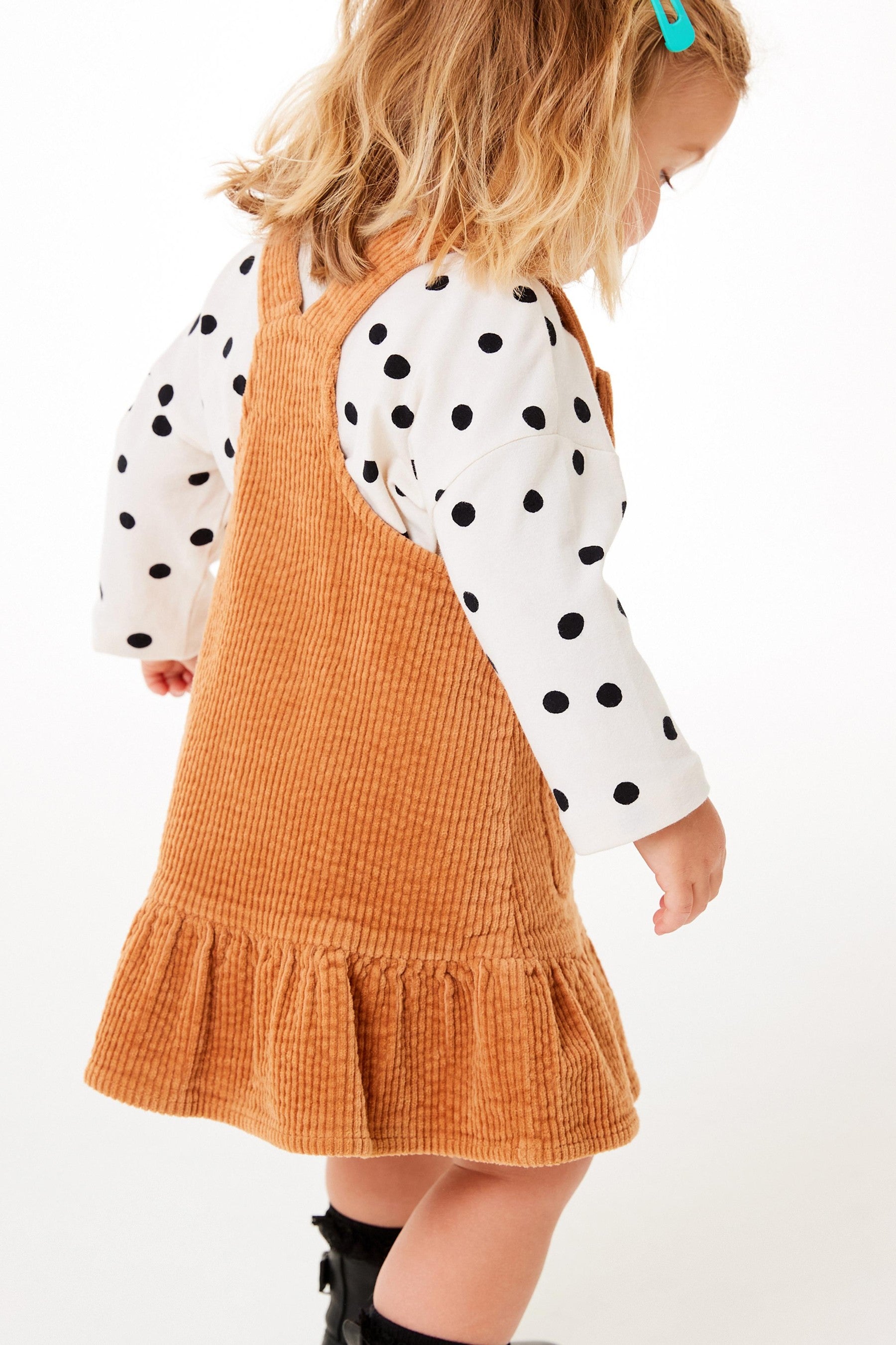 Tan Frill Cord Pinafore (3mths-7yrs)