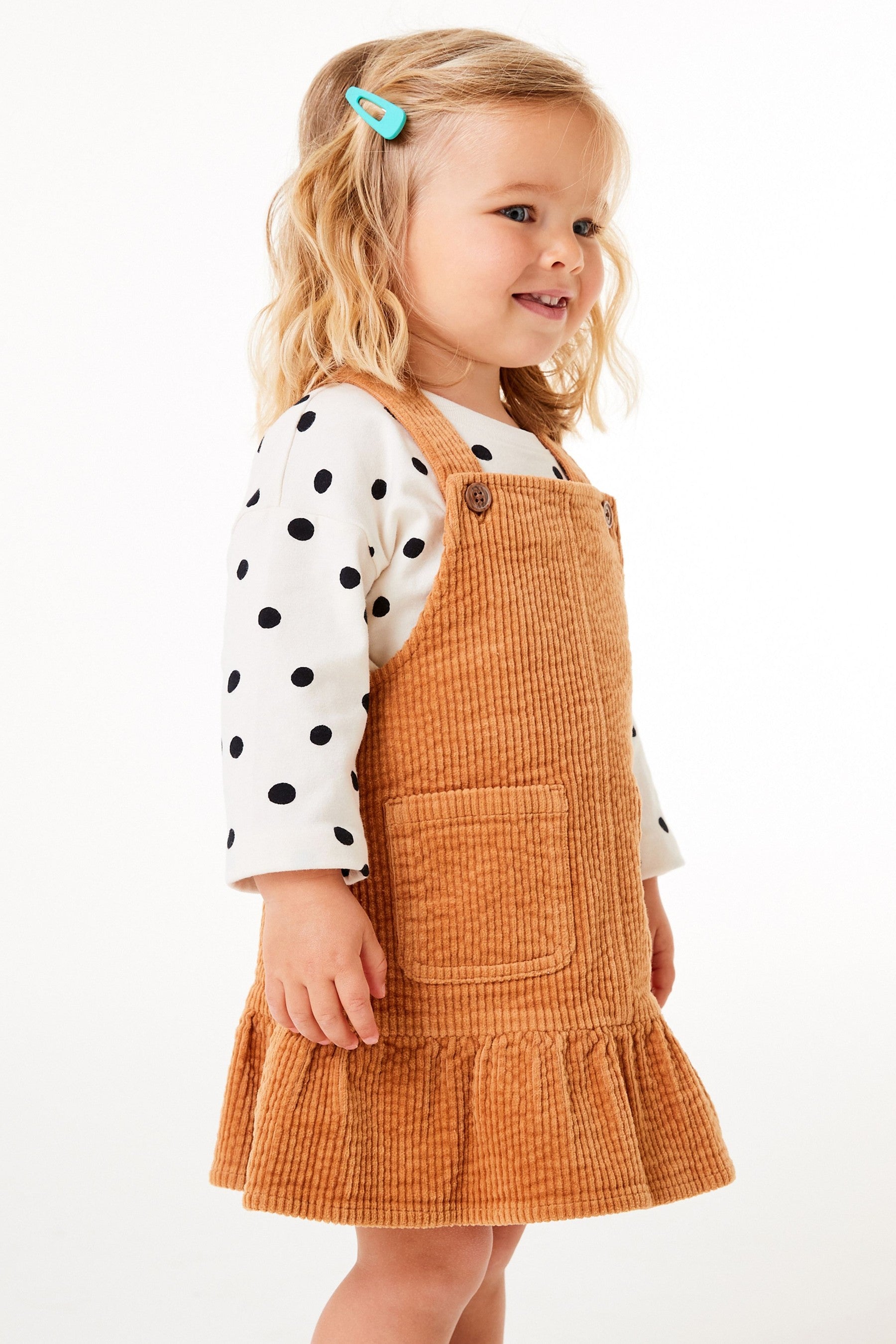 Tan Frill Cord Pinafore (3mths-7yrs)