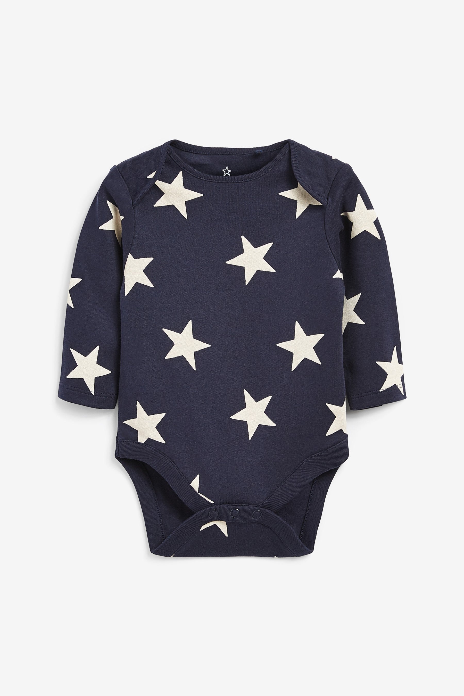 Navy Blue Star 3 Pack Baby Long Sleeve Bodysuits