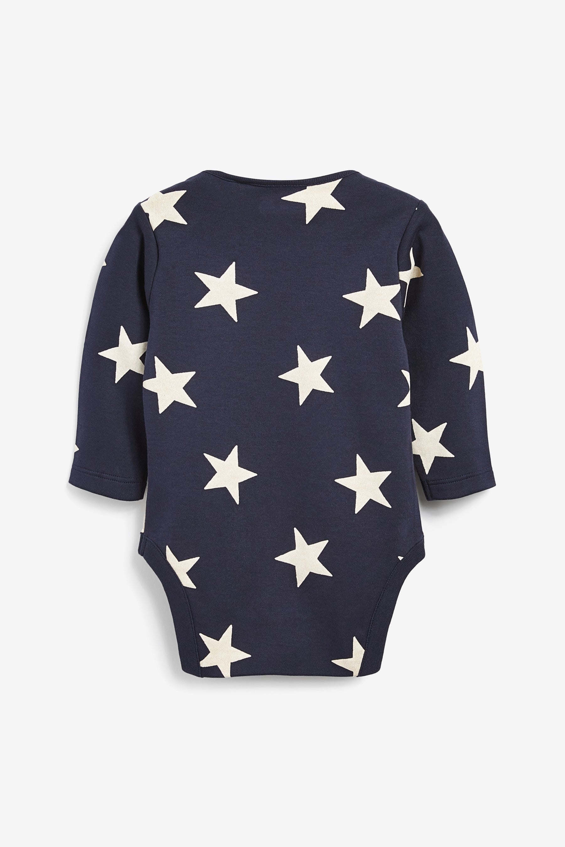 Navy Blue Star 3 Pack Baby Long Sleeve Bodysuits