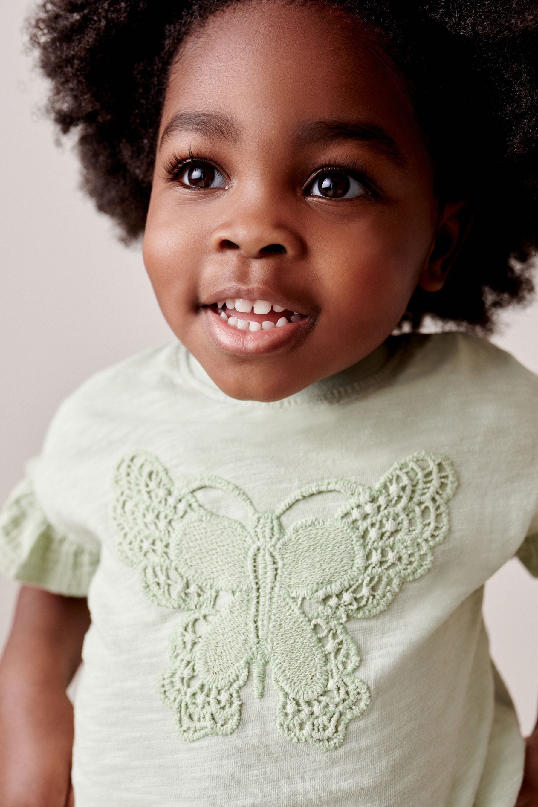 Pale Green Crochet Butterfly T-Shirt (3mths-7yrs)