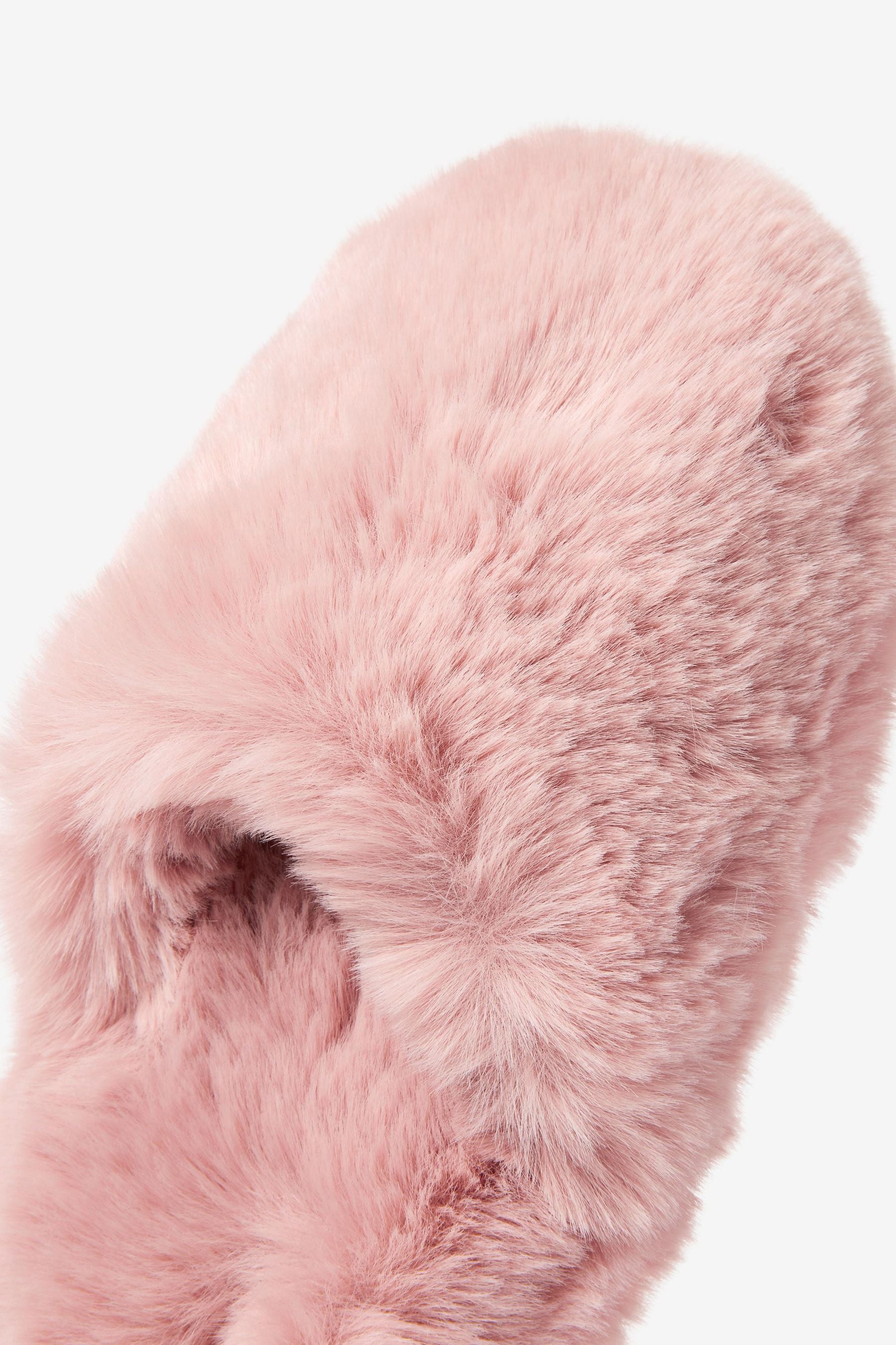 Pink Faux Fur Mule Slippers