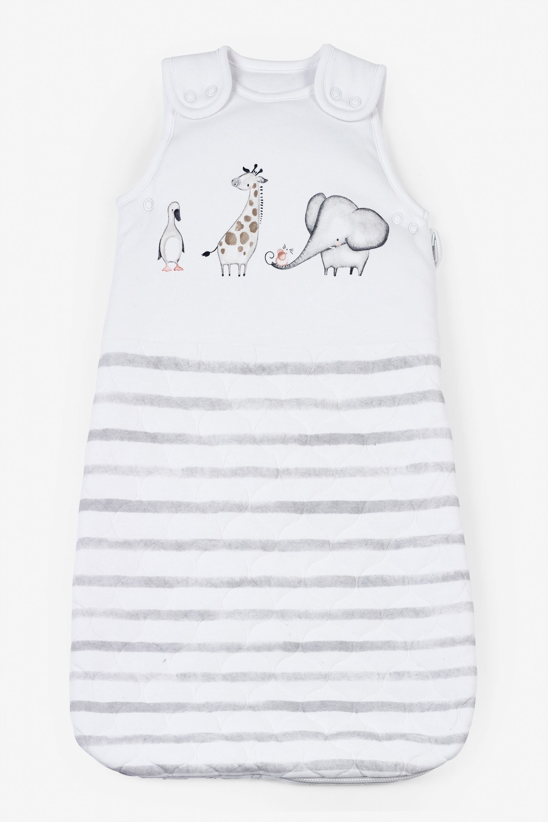 Grey Baby Animals Baby 100% Cotton 2.5 Tog Sleep Bag