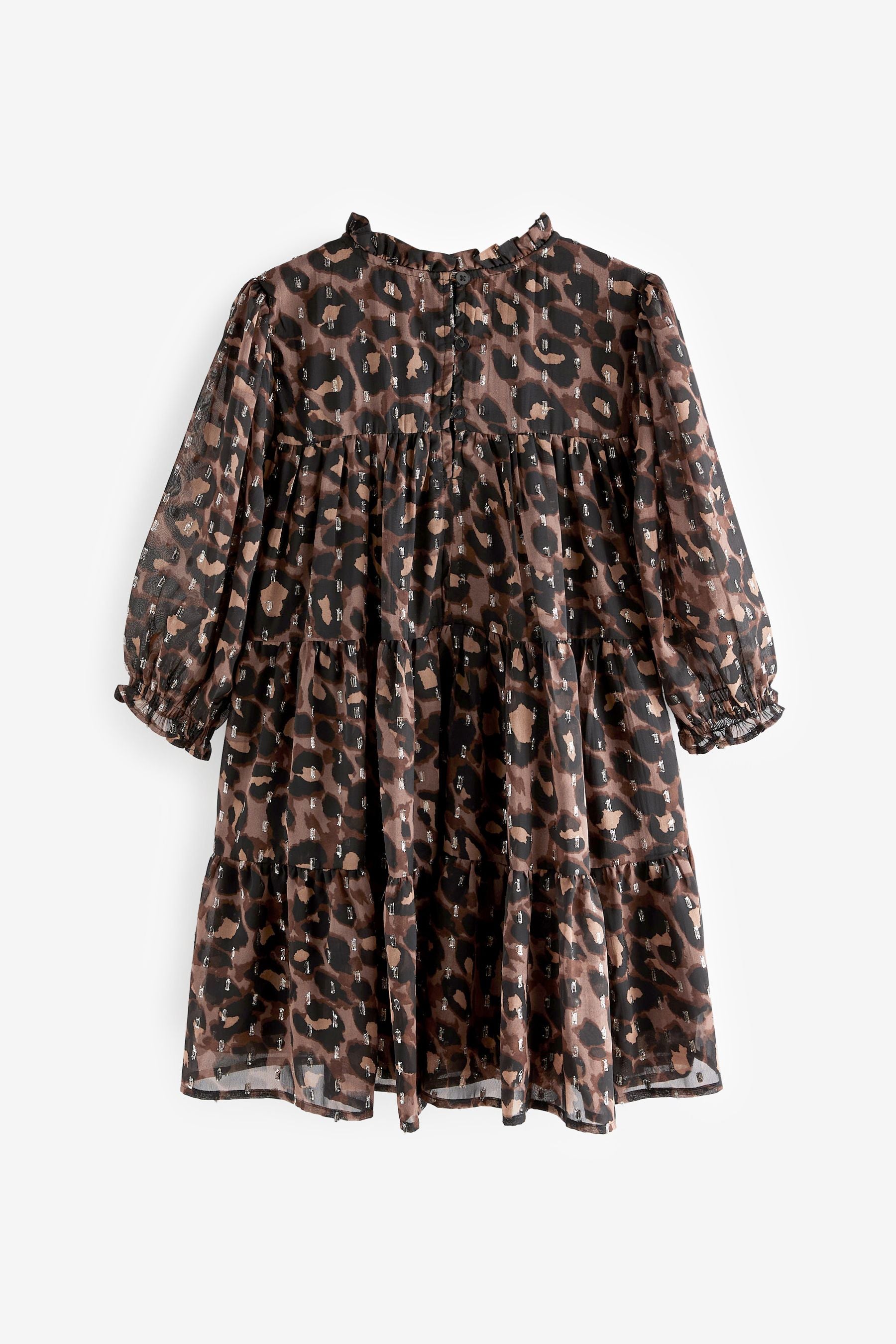 Animal Print Metallic Chiffon Dress (3-16yrs)