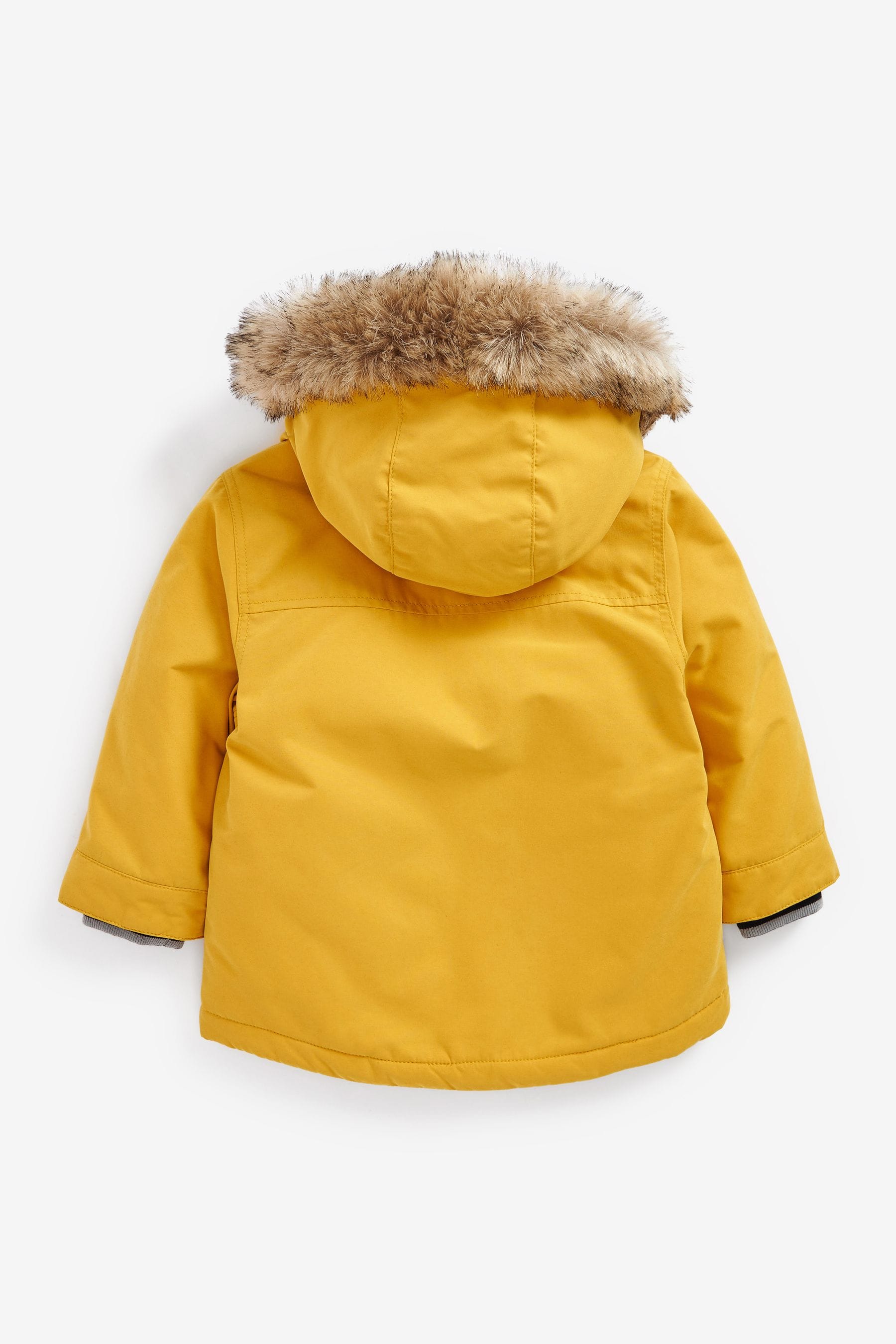 Yellow Faux Fur Hooded Parka Coat (3mths-7yrs)