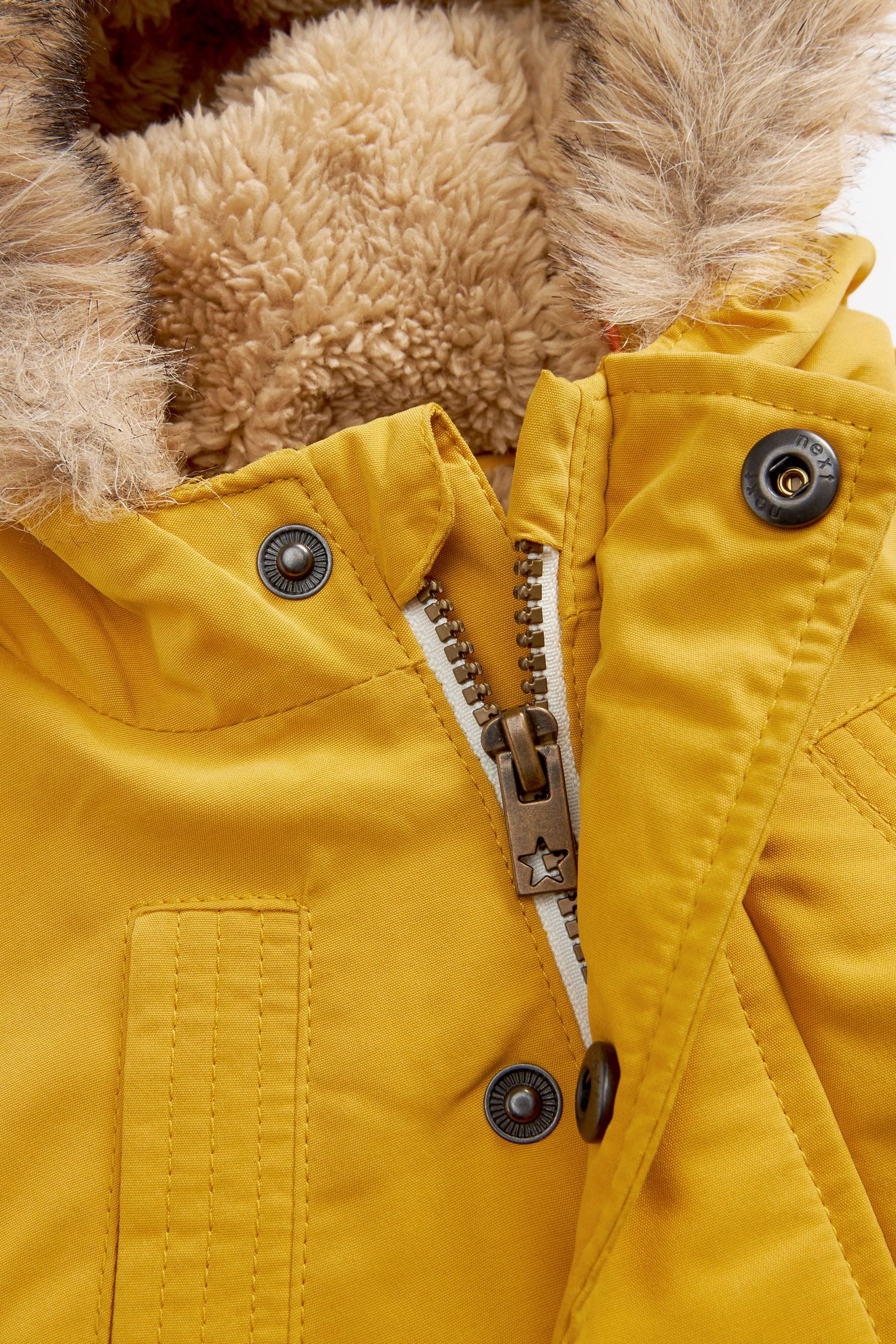 Yellow Faux Fur Hooded Parka Coat (3mths-7yrs)