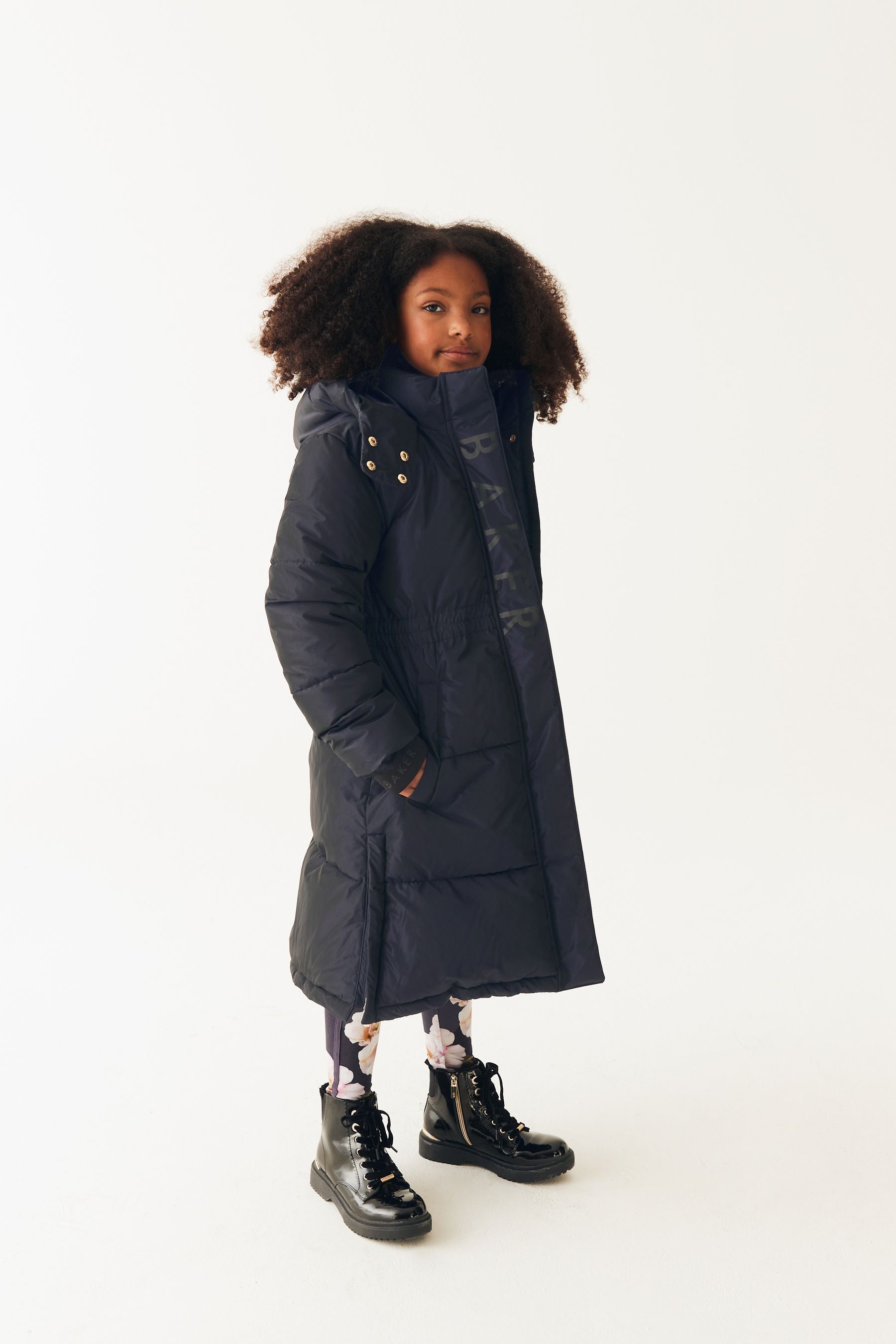 Navy Baker by Ted Baker Shower Resistant Longline Padded Coat