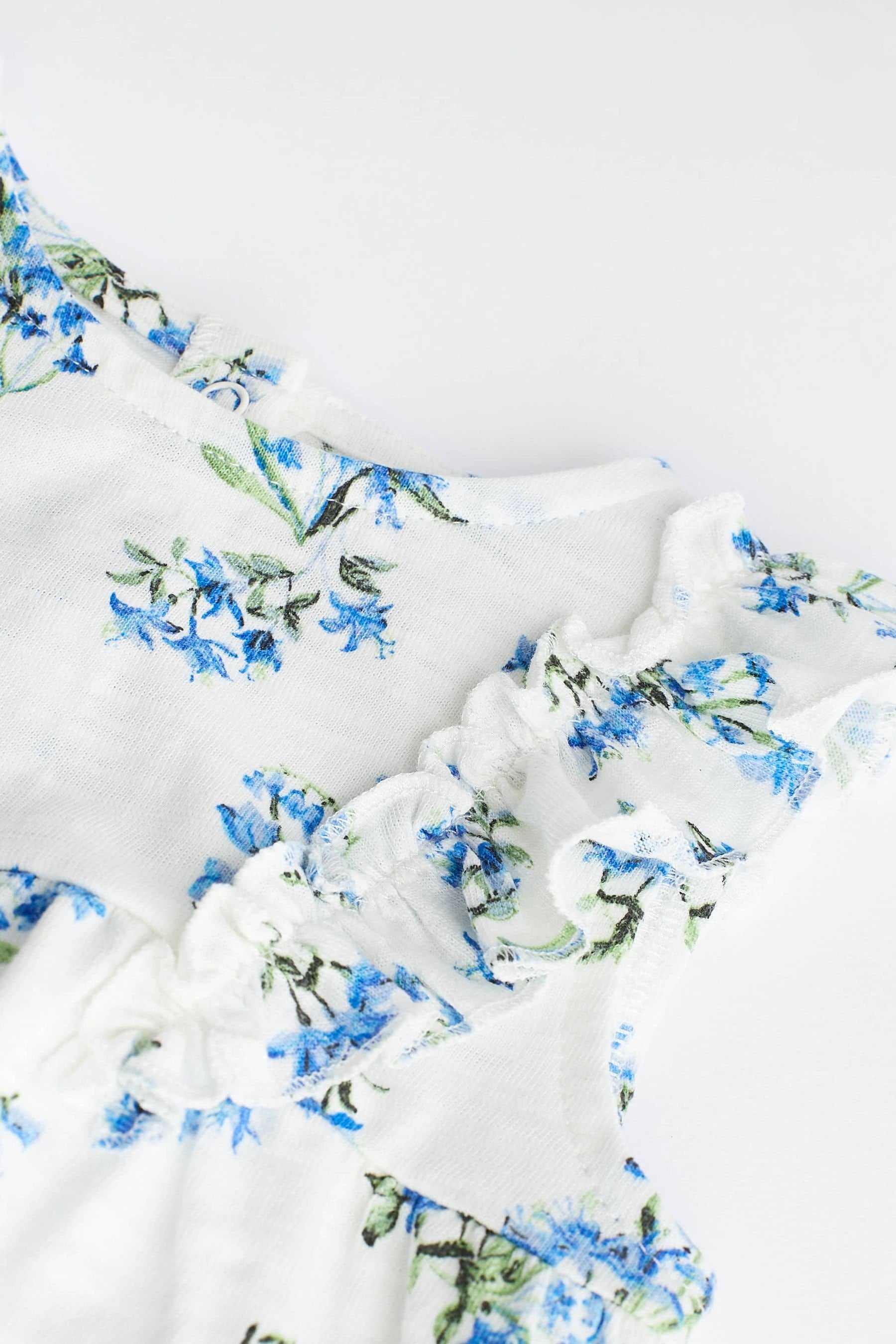 Blue/White Floral Baby Rompers 3 Pack