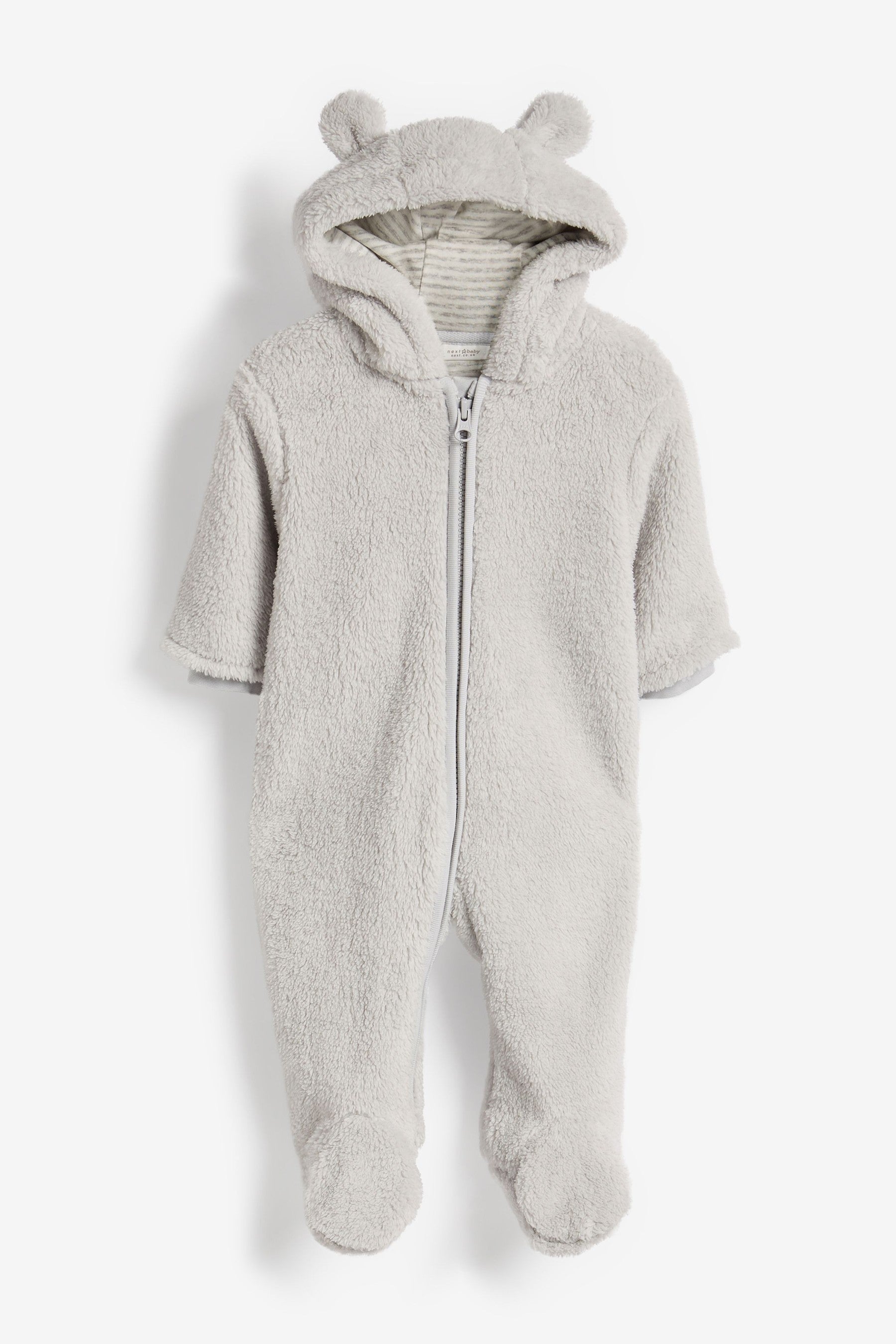 Grey Cosy Fleece Bear Baby Pramsuit (0mths-2yrs)