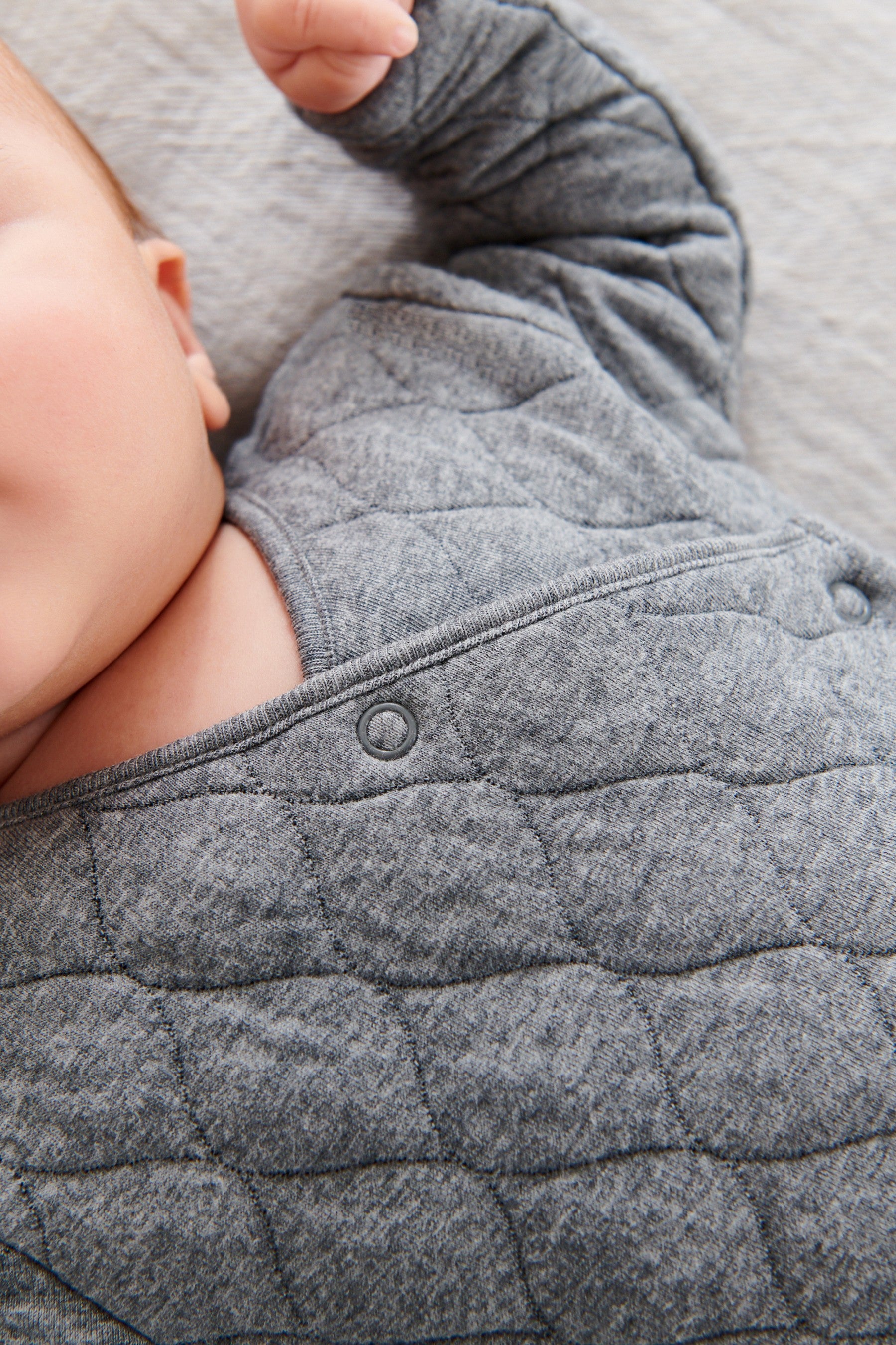 Grey Baby Quilted Single Sleepsuit