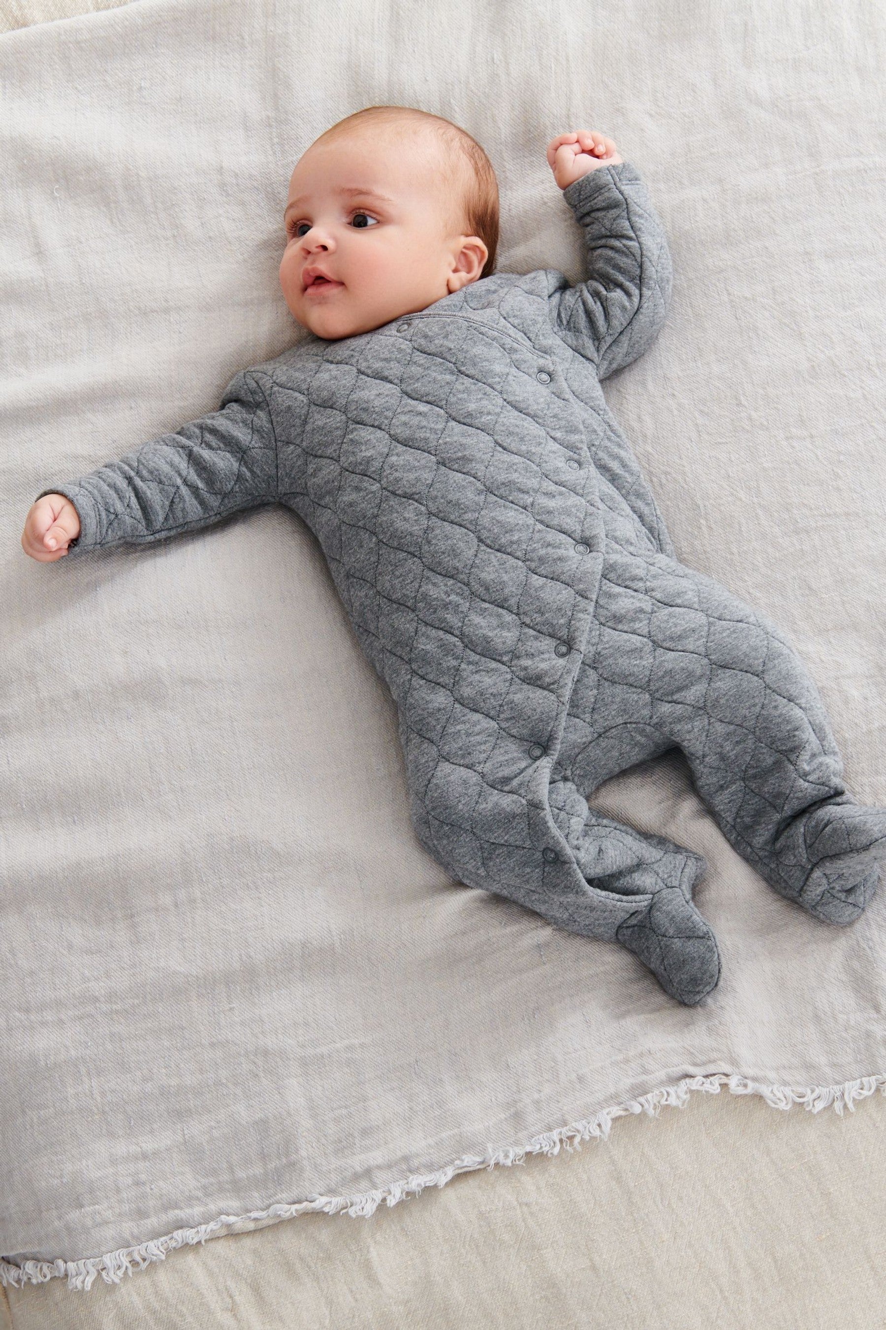 Grey Baby Quilted Single Sleepsuit