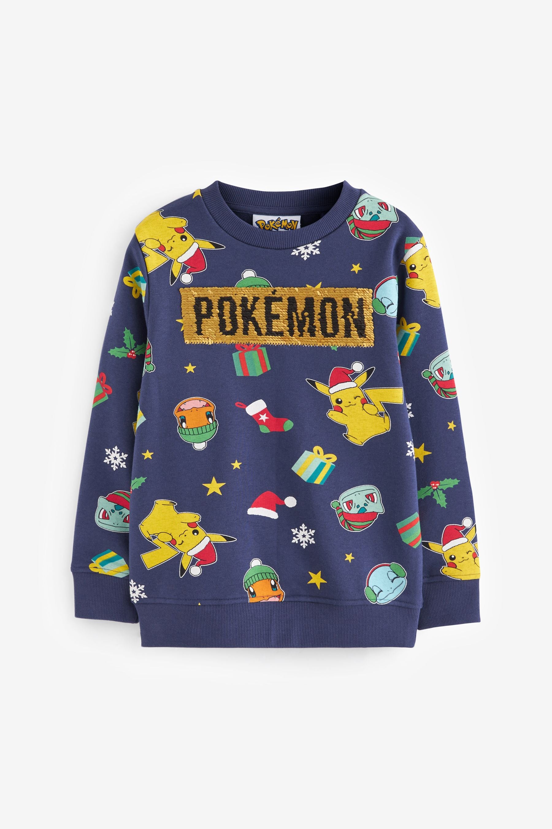 Navy Blue Christmas Pokémon License Crew Sweatshirt (3-16yrs)