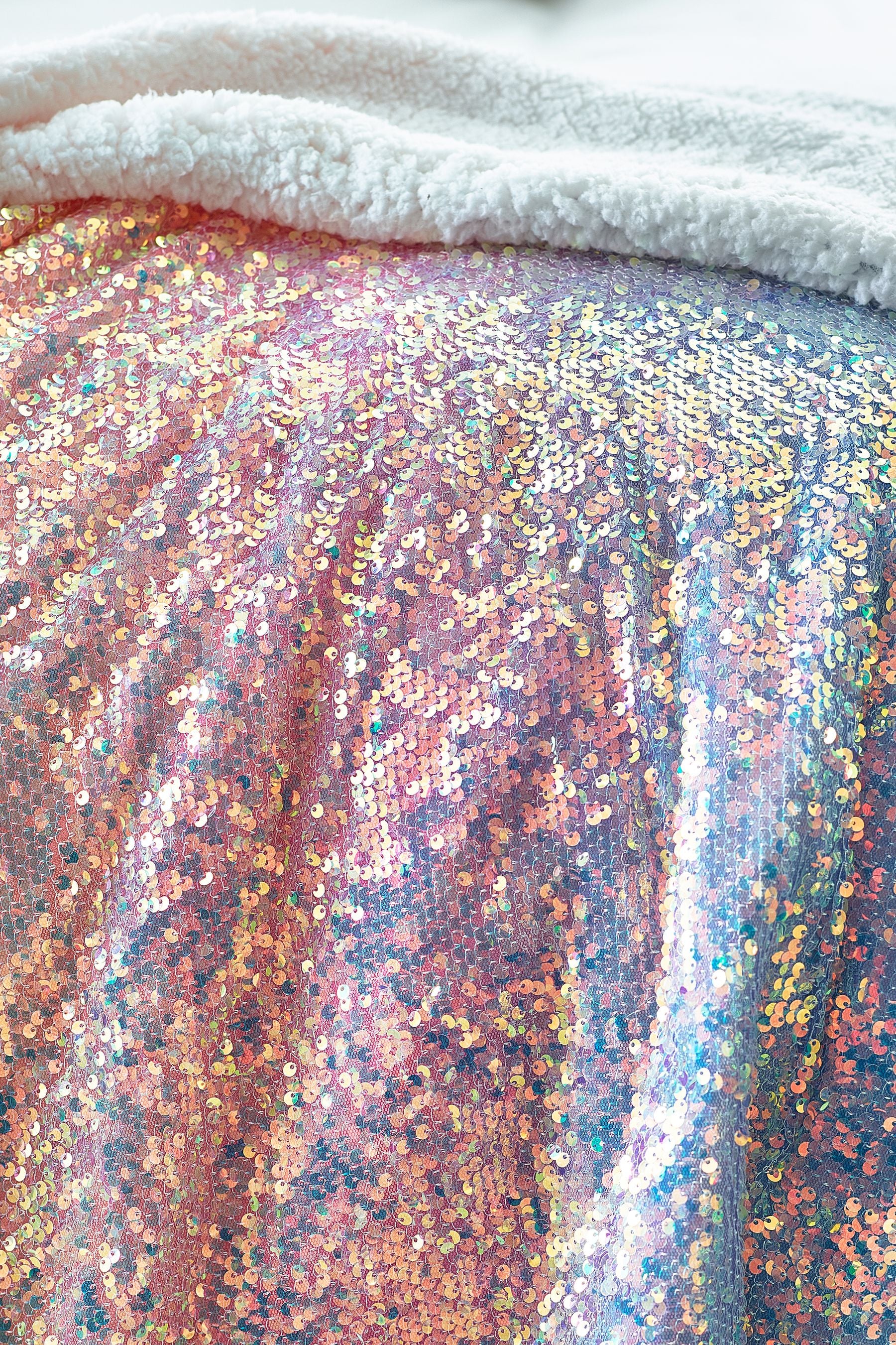 Multi Rainbow Ombre Sequin Fleece Throw