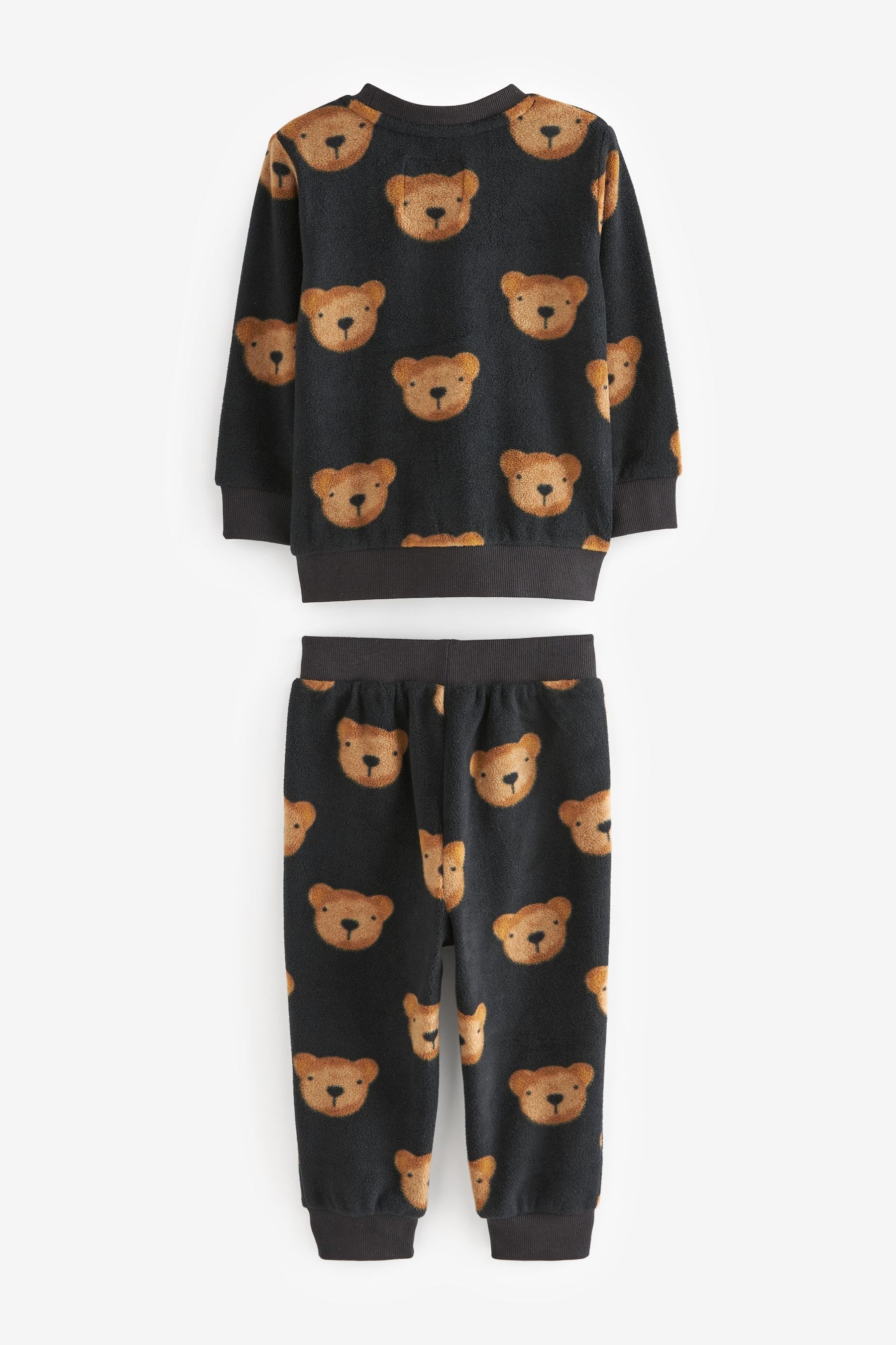 Black/Brown Bear Soft Touch Fleece with Elastane Pyjamas (9mths-8yrs)