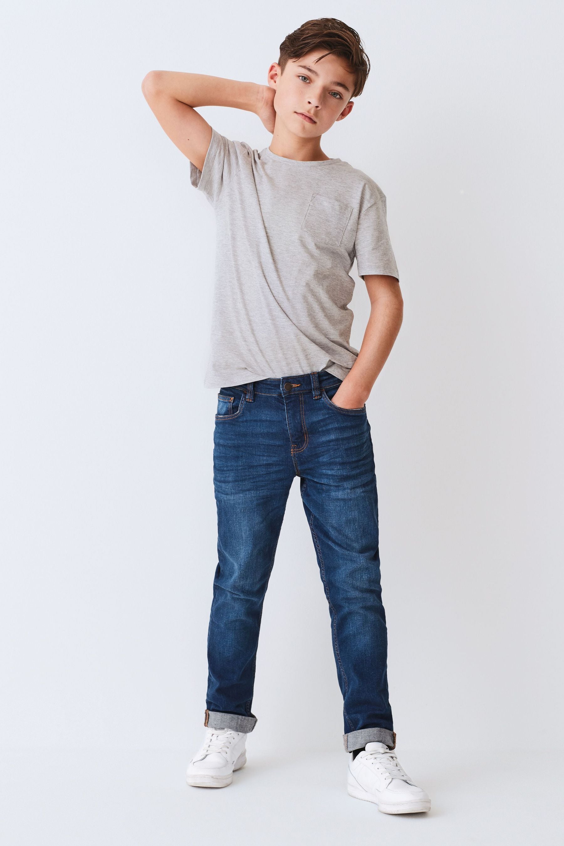 Blue Cotton Rich Stretch Jeans (3-17yrs)